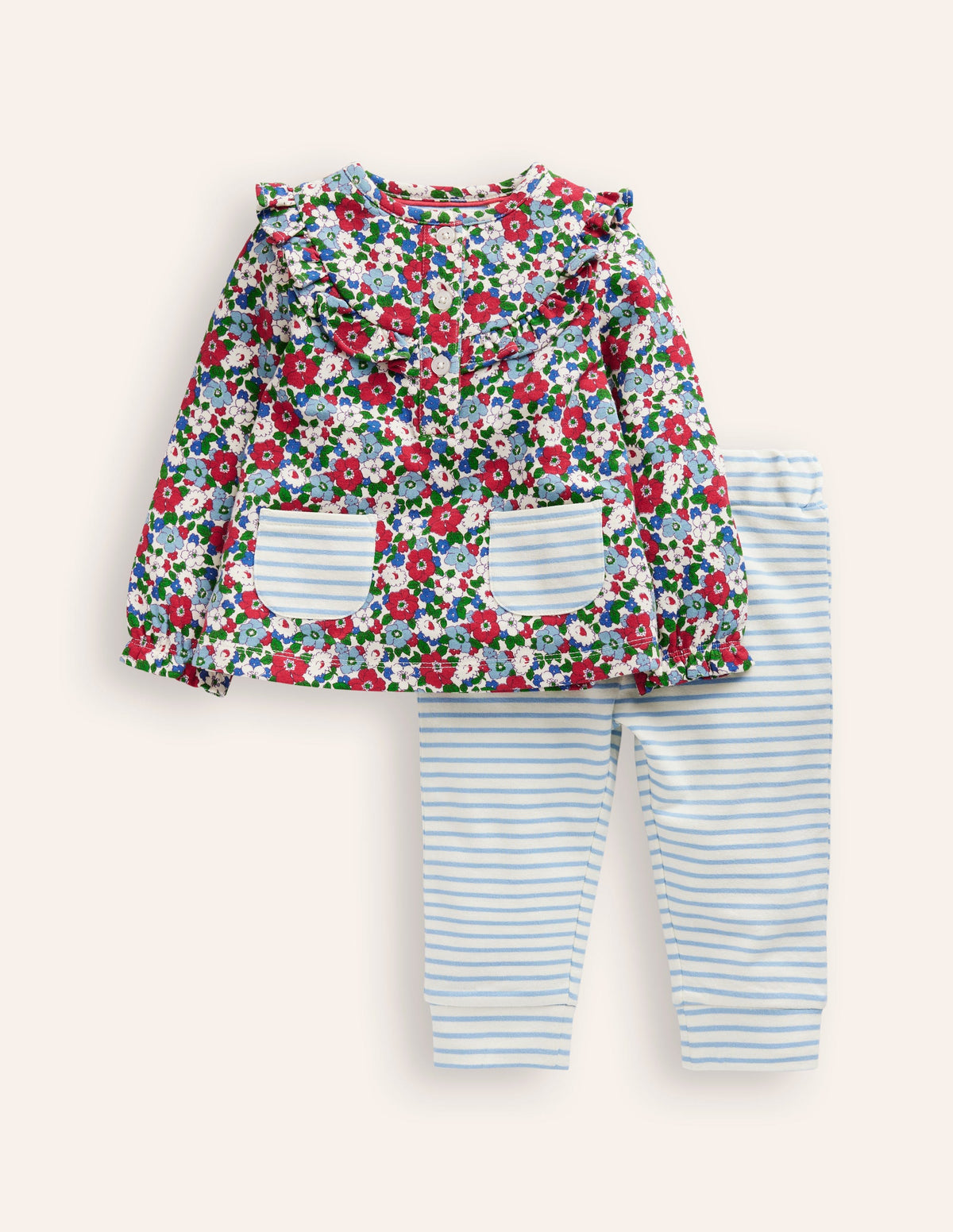 Jersey Top and Leggings-Glacier Blue Floral - Image 1