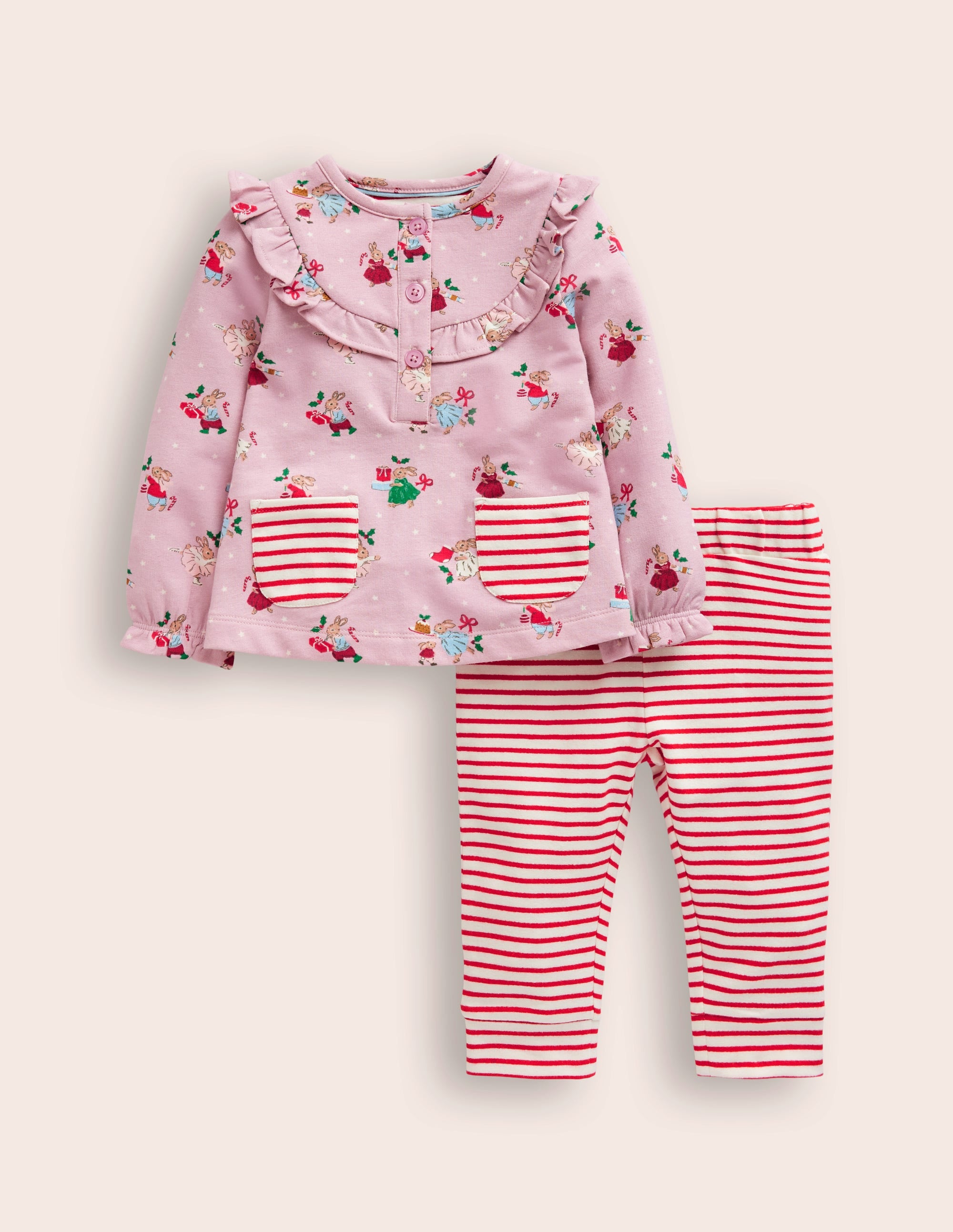 Jersey Top and Leggings-Soft Pink Bunnies - Image 1
