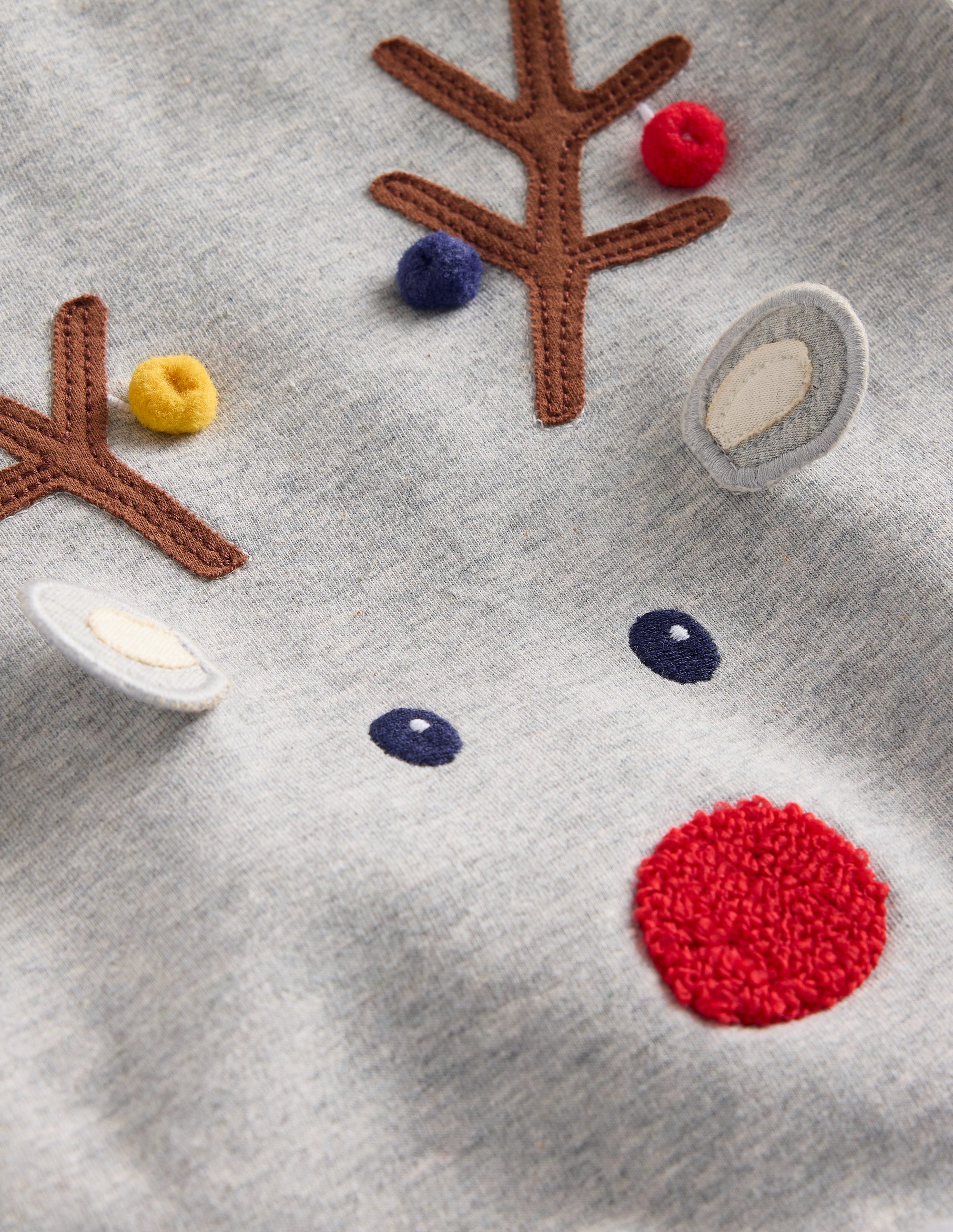 Jersey Top and Trousers Set-Grey Marl Reindeer - Image 3