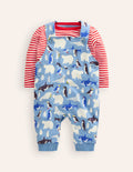 Jersey Dungarees Set-Glacier Blue Arctic Animals