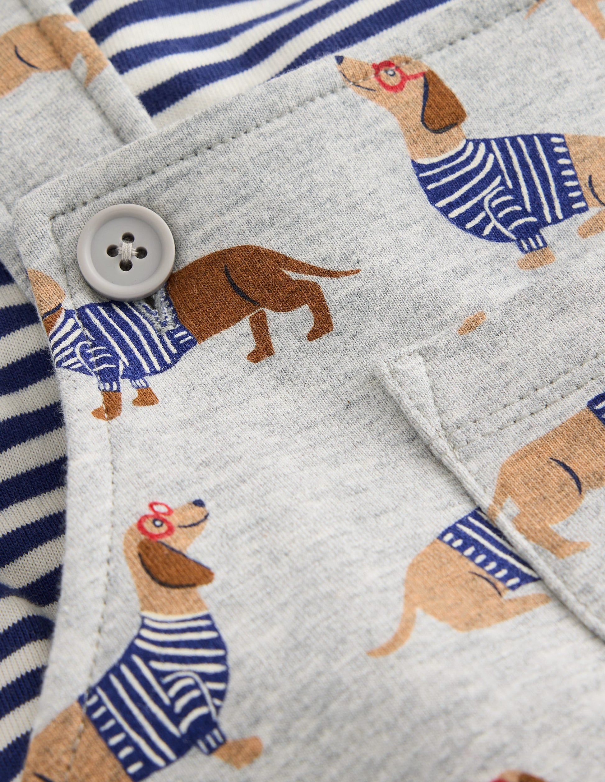 Jersey Dungarees Set-Grey Sausage Dogs-3
