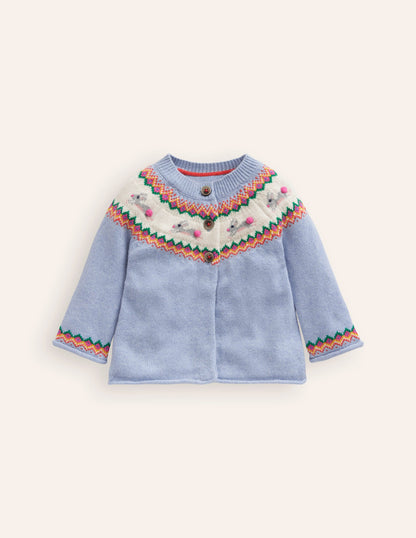 Edie Fair Isle Cardigan-Sky Blue Bunnies-1