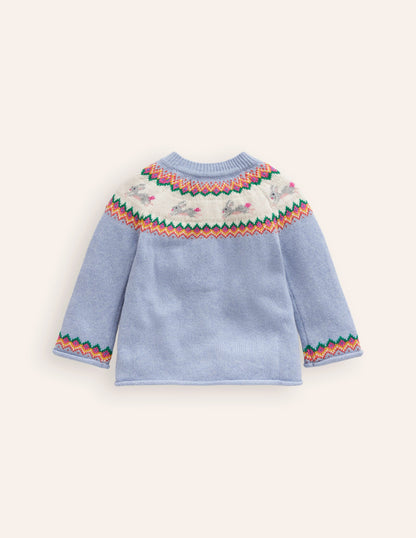 Edie Fair Isle Cardigan-Sky Blue Bunnies-2
