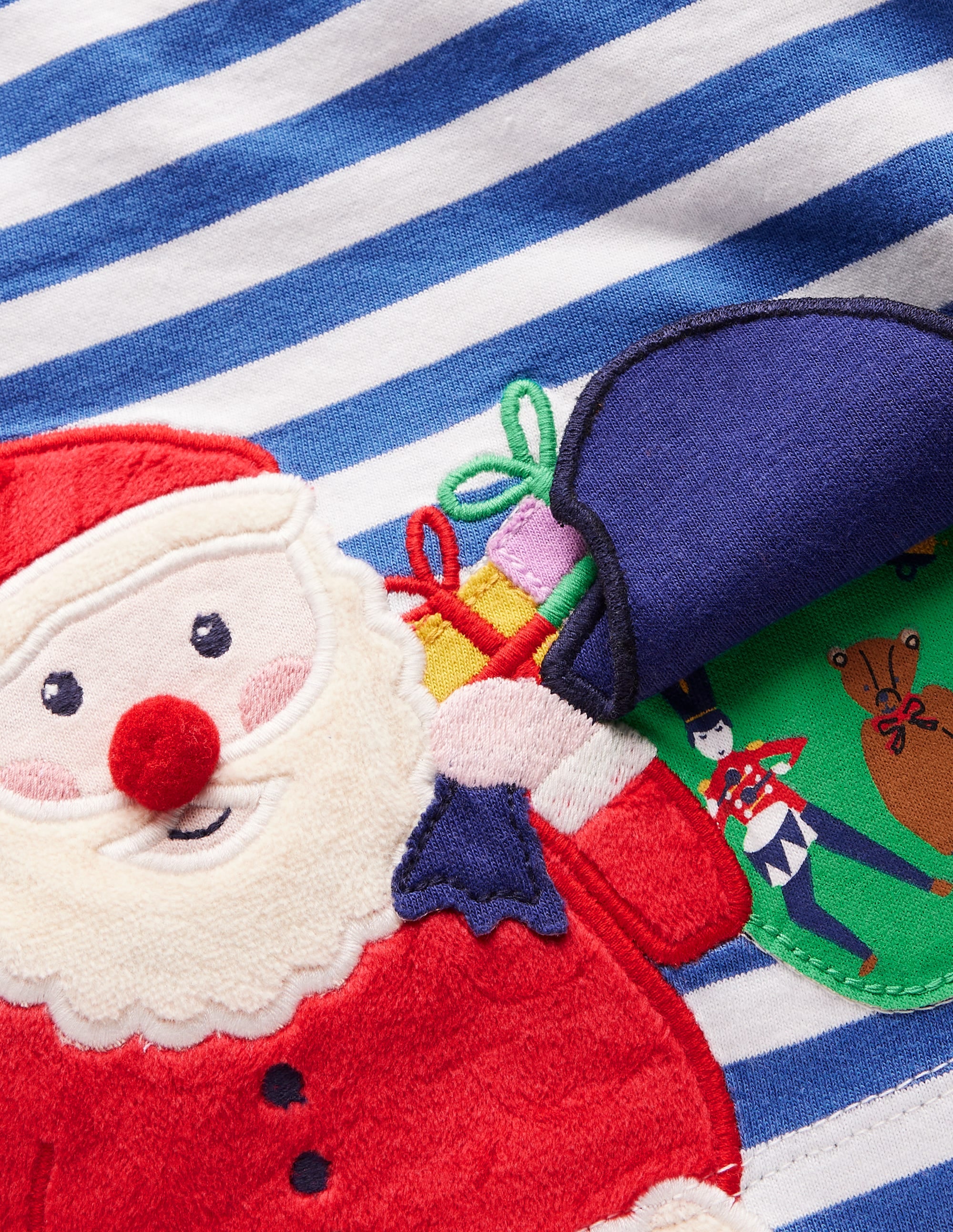Long Sleeve Applique T-shirt-Bluejay Santa - Image 3