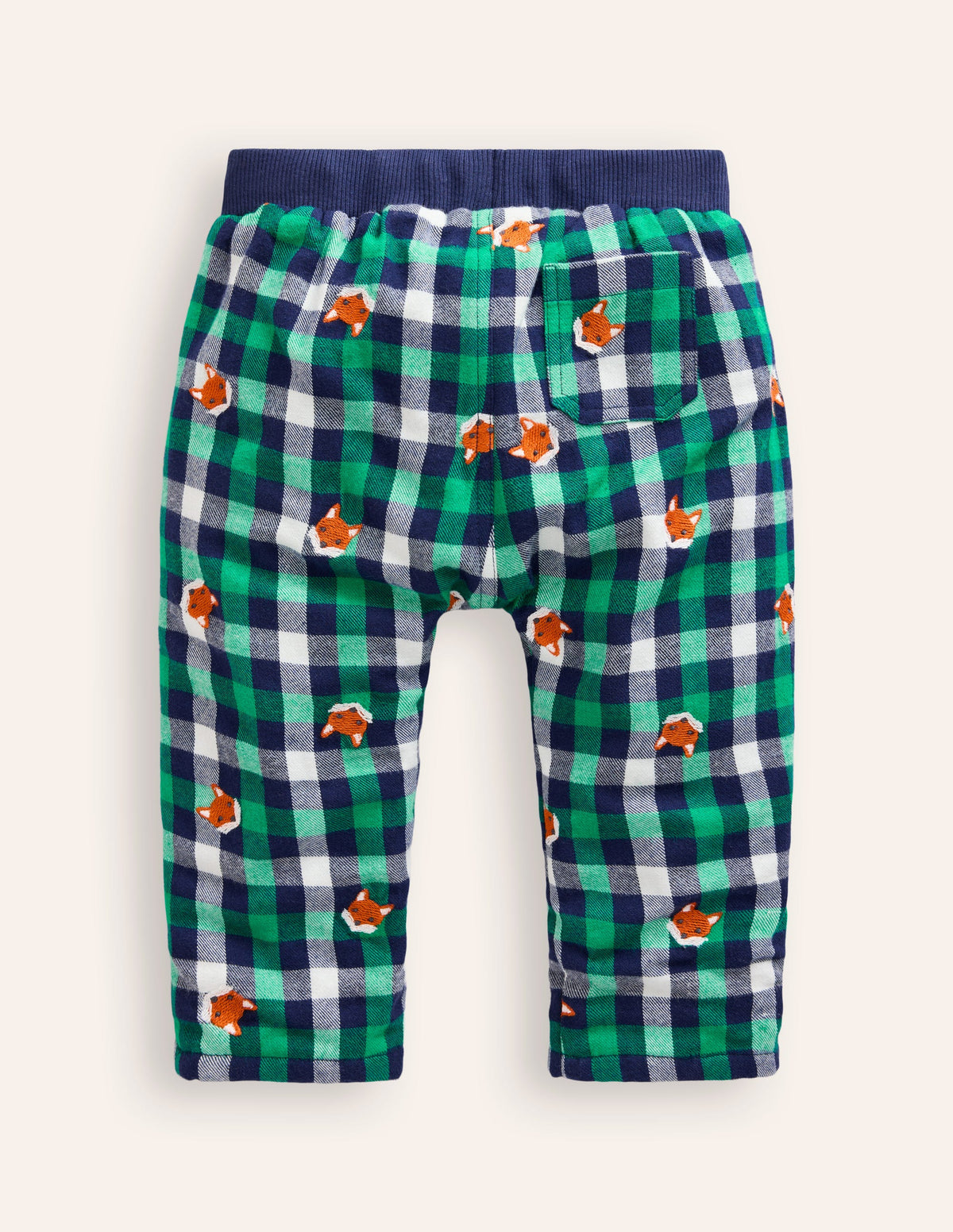 Cosy Lined Trousers-Gingham Foxes - Image 2