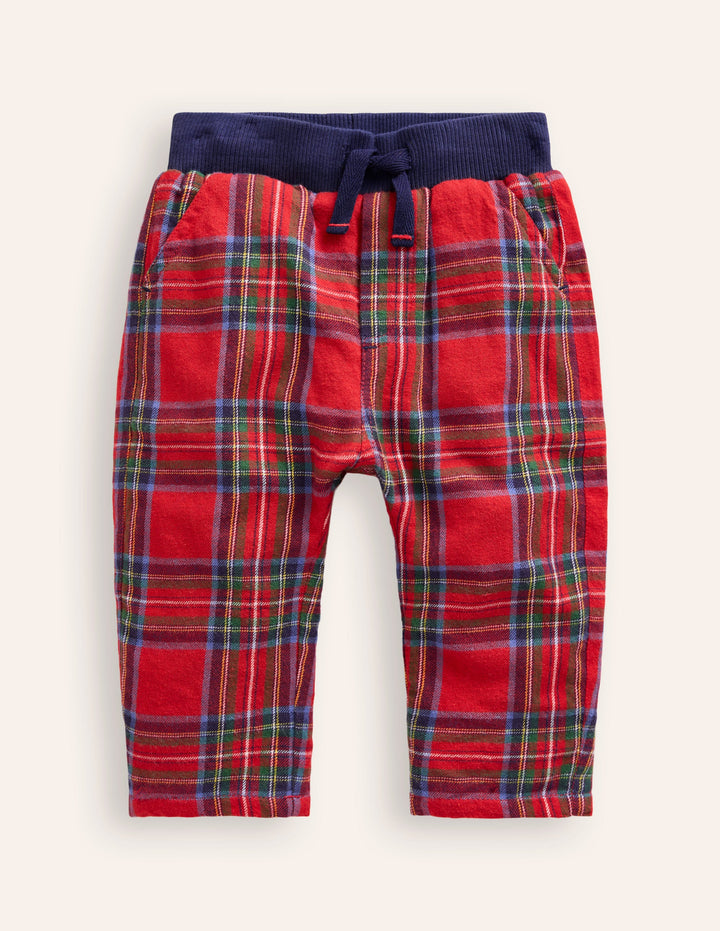 Cosy Lined Trousers-Red and Blue Check