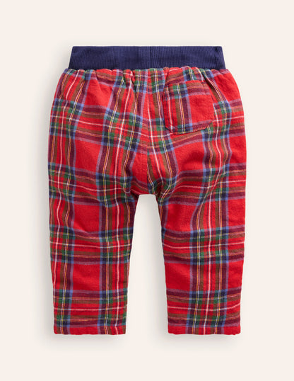 Cosy Lined Trousers-Red and Blue Check-2