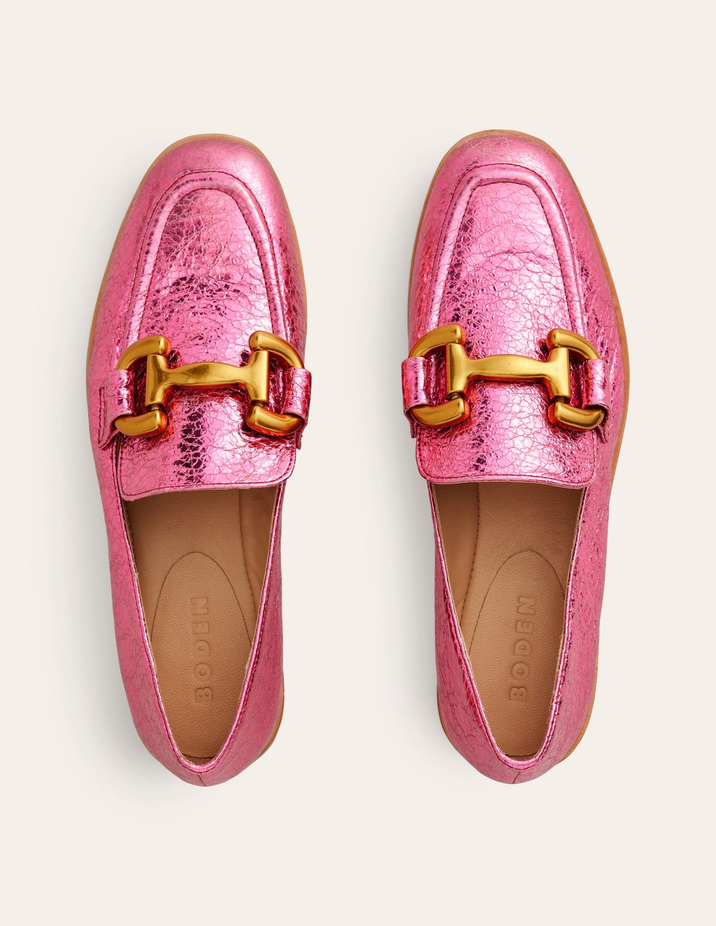 Iris Snaffle Loafers-Bright Pink Metallic leather