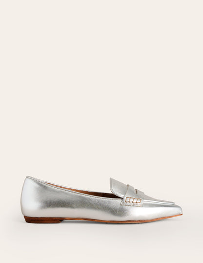 Pointed Loafers-Silver