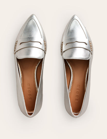 Pointed Loafers-Silver