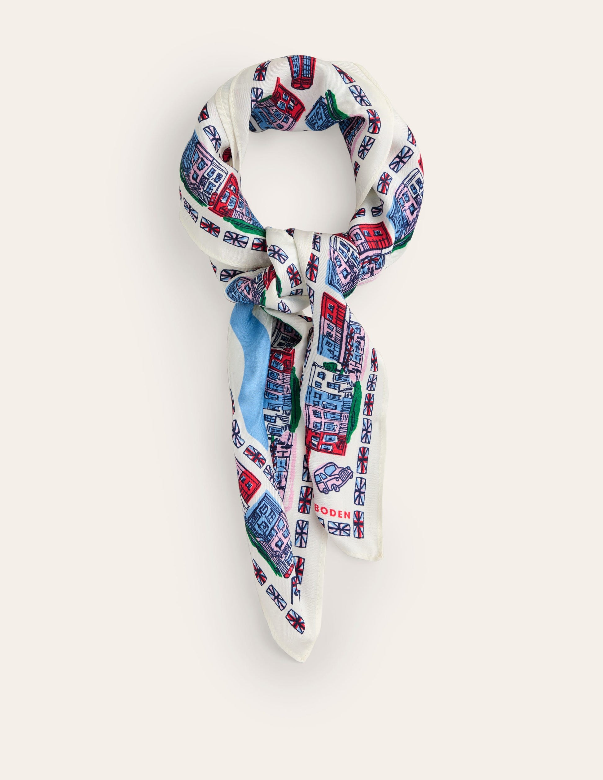Elisabeth Silk Square Scarf-Ivory, London Town-2