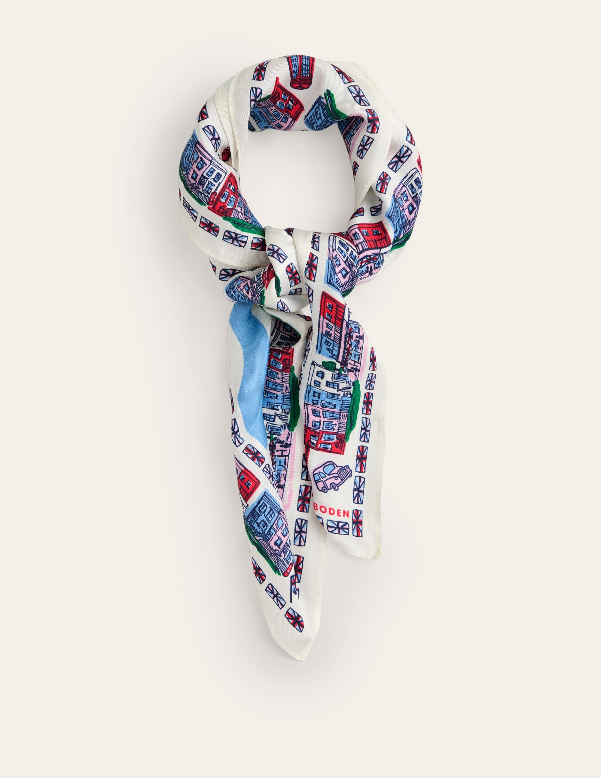 Elisabeth Silk Square Scarf-Ivory, London Town - Image 2
