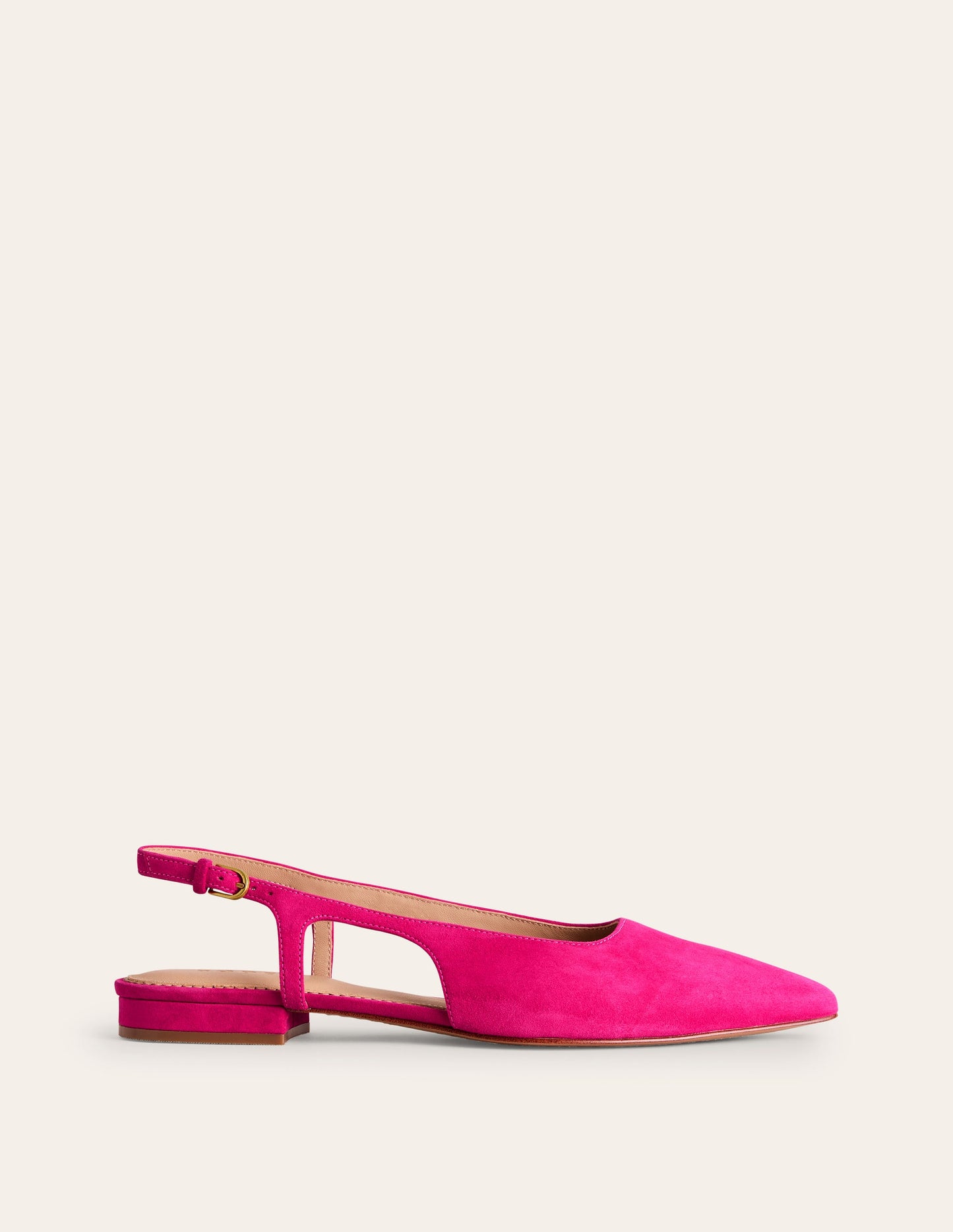 Cut Out Slingback Flat-Pink Peacock Kid Suede