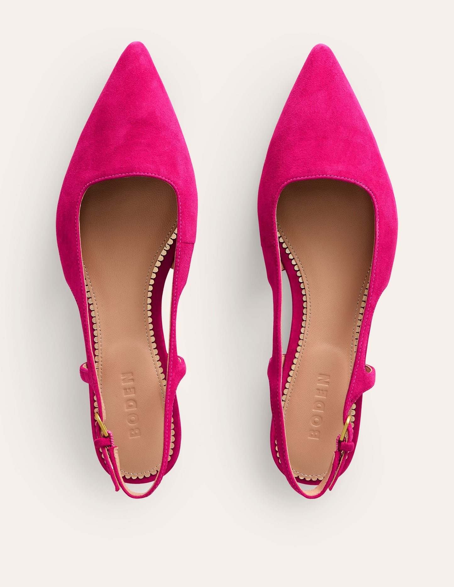 Cut Out Slingback Flat-Pink Peacock Kid Suede