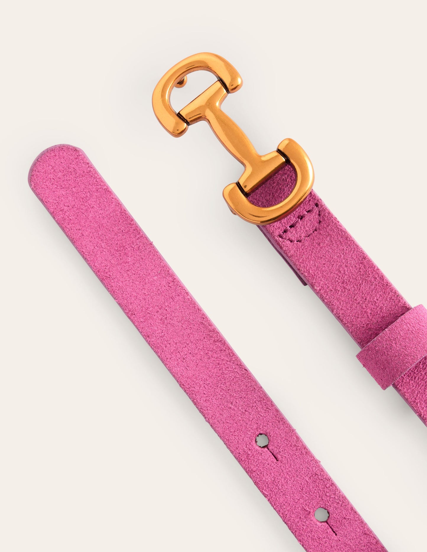 Iris Skinny Snaffle Trim Belt-Tickled Pink Suede