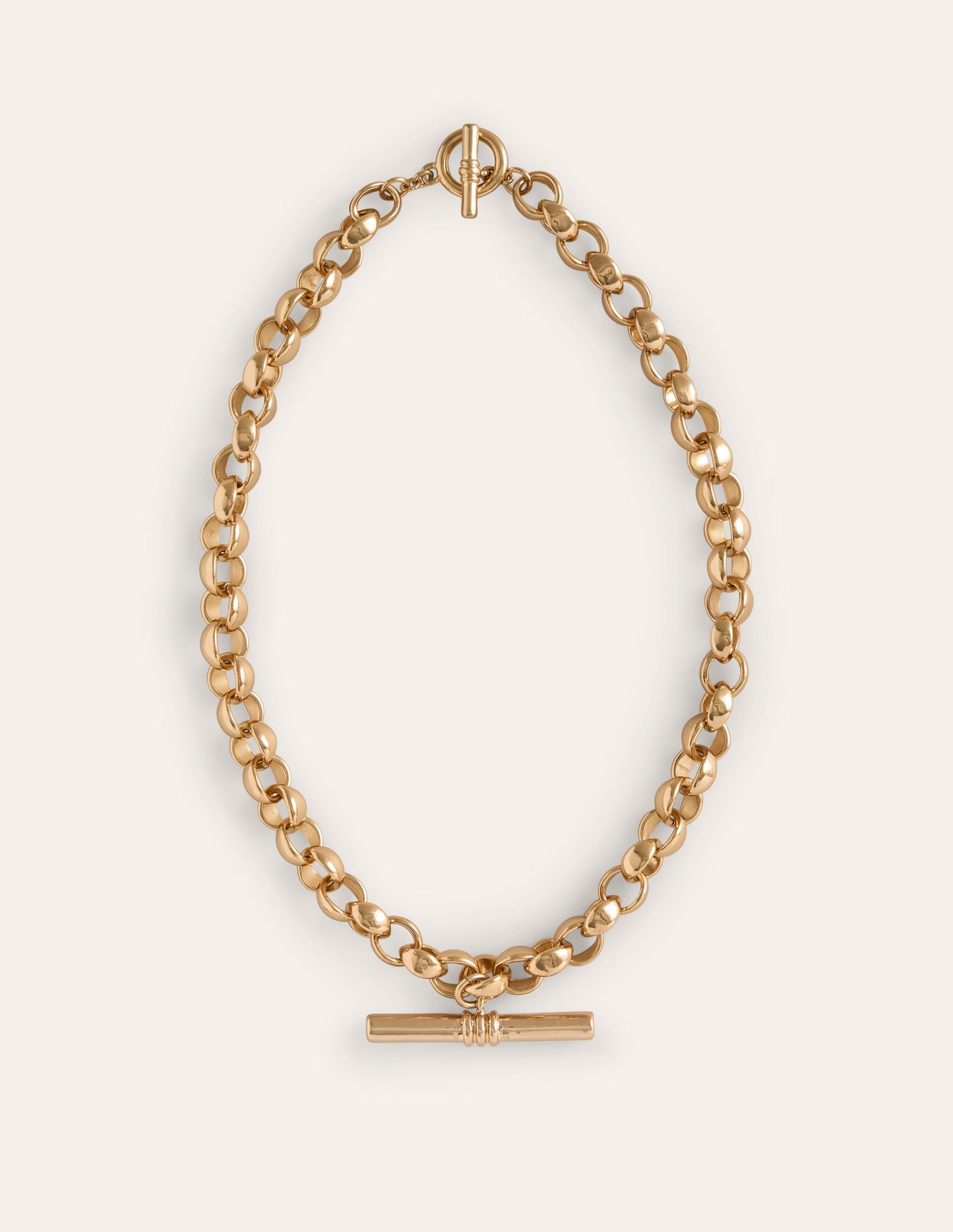 Chunky T-bar Chain Necklace-Gold