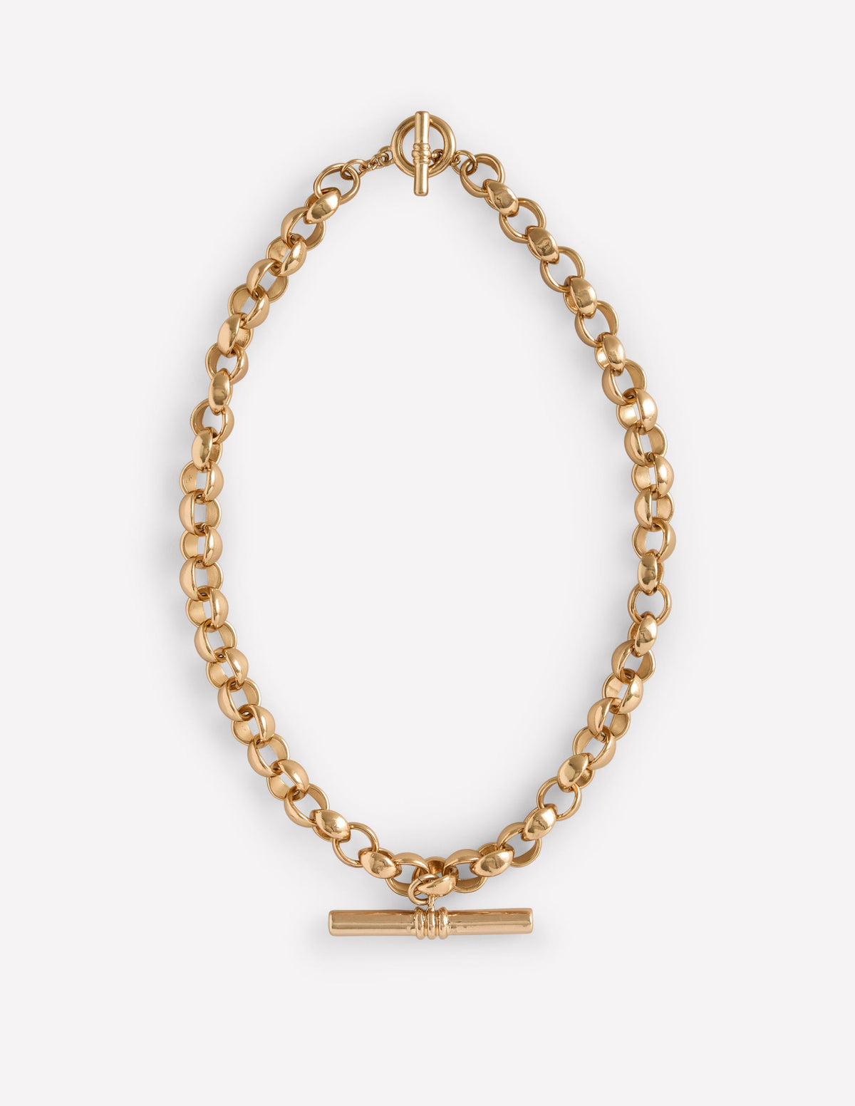 Chunky T-bar Chain Necklace-Gold Colour-2