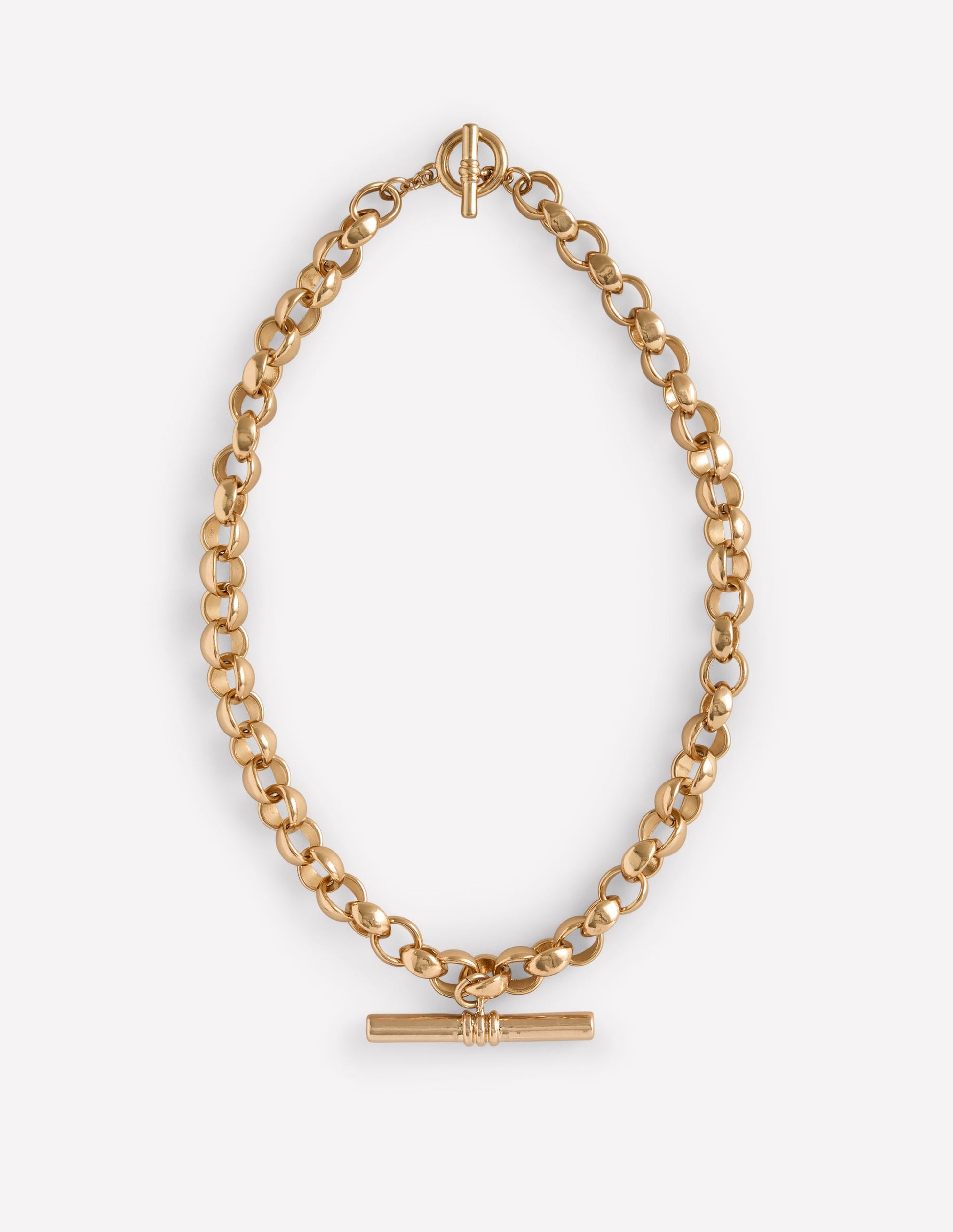 Chunky T-bar Chain Necklace-Gold-1