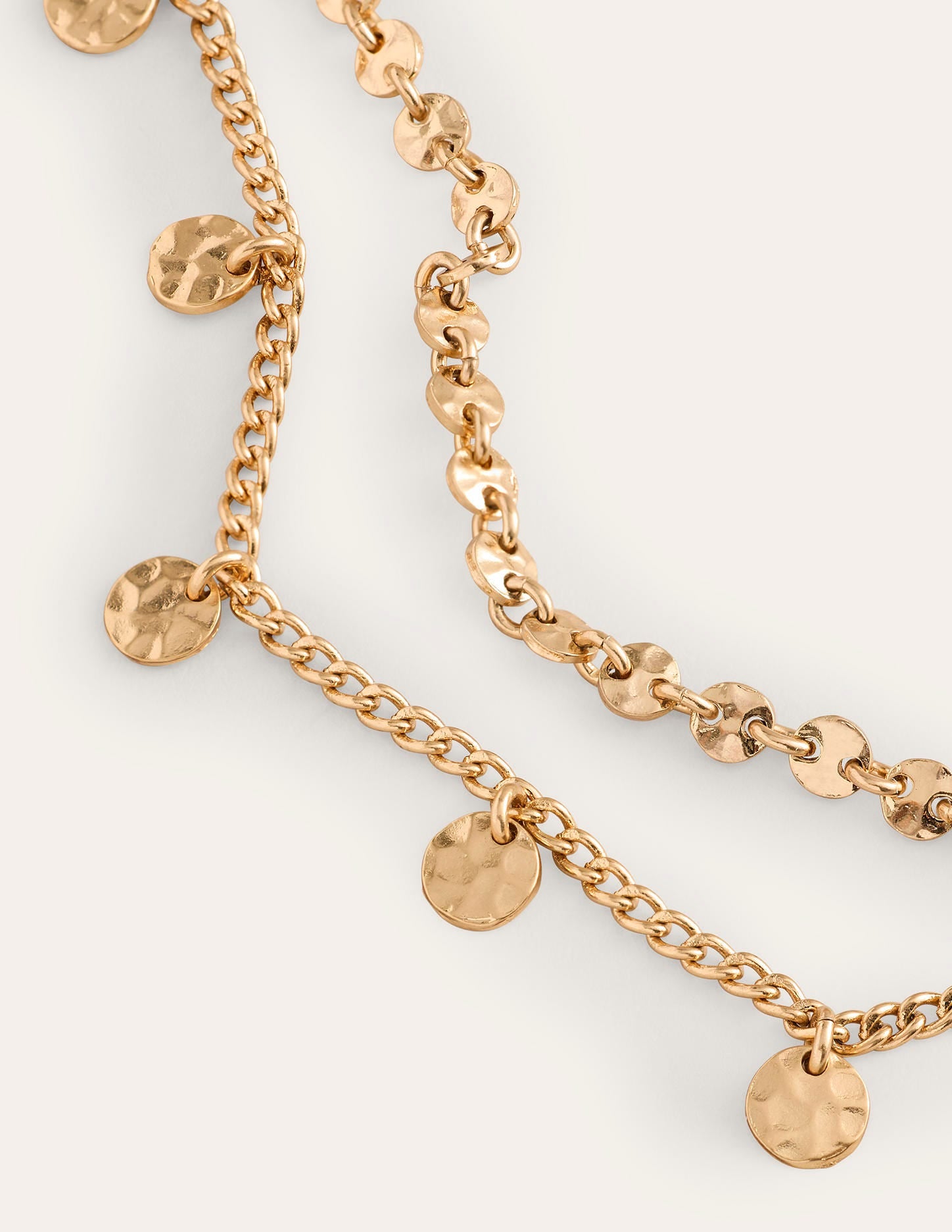 Hammered Disc Layered Necklace-Gold Colour - Image 4