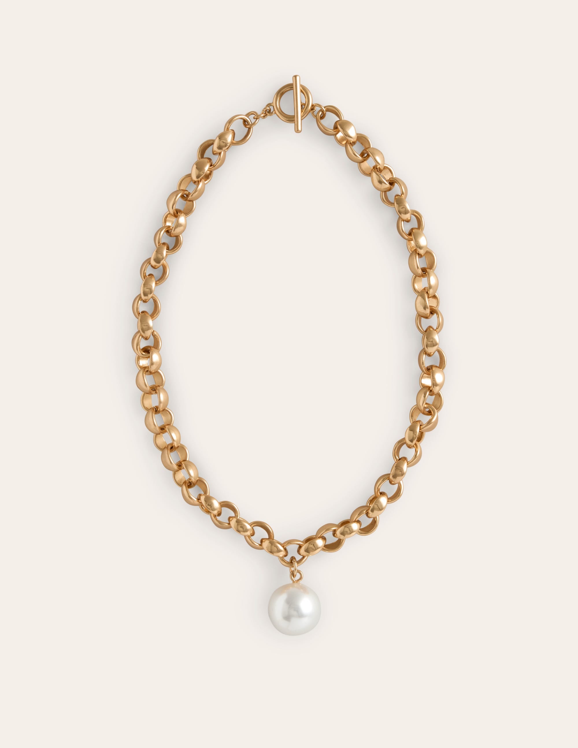 Chunky Faux Pearl Necklace-Gold - Image 2