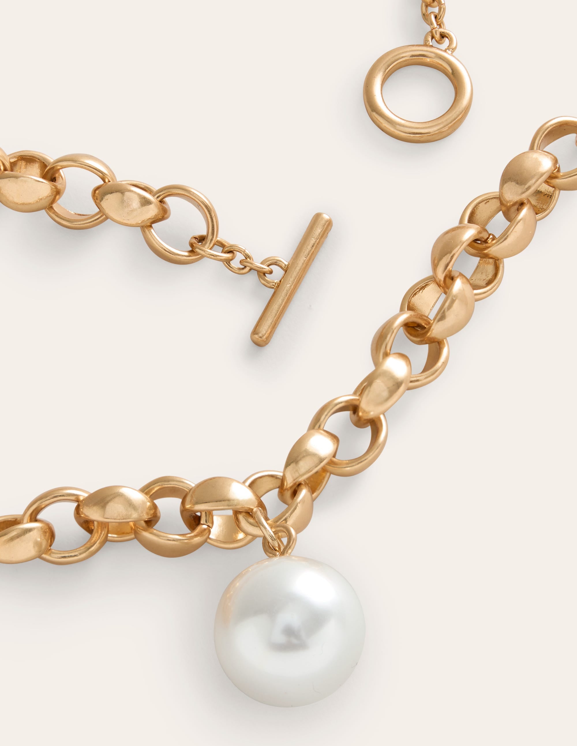 Chunky Faux Pearl Necklace-Gold - Image 3