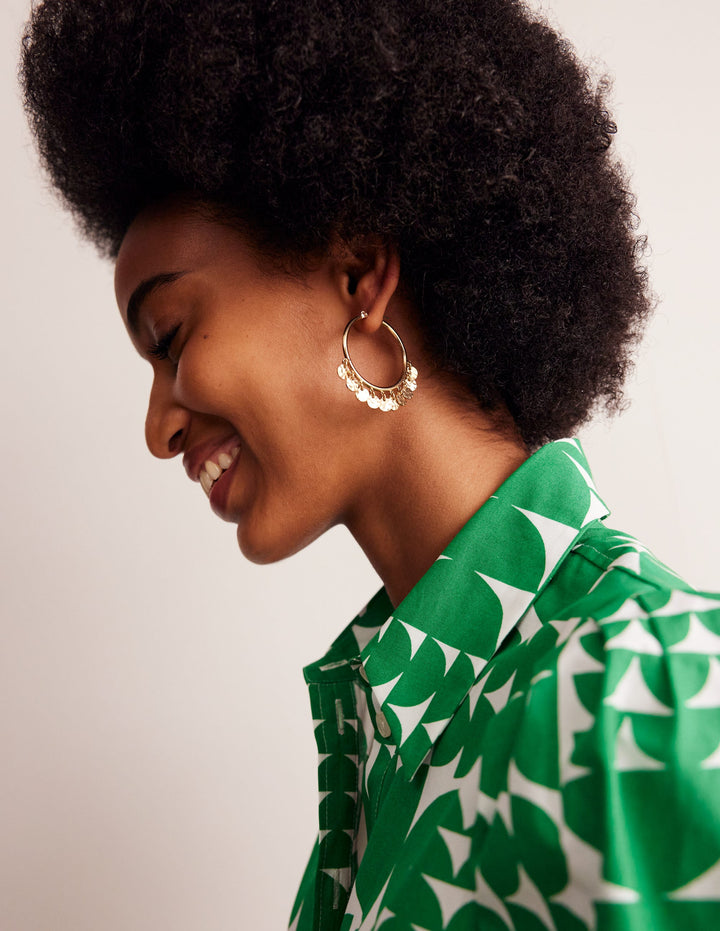 Disc Bead Hoops-Gold