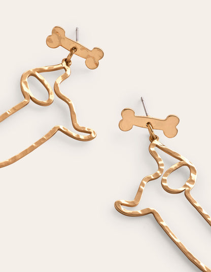 Metal Novelty Earrings-Sausage Dog-4