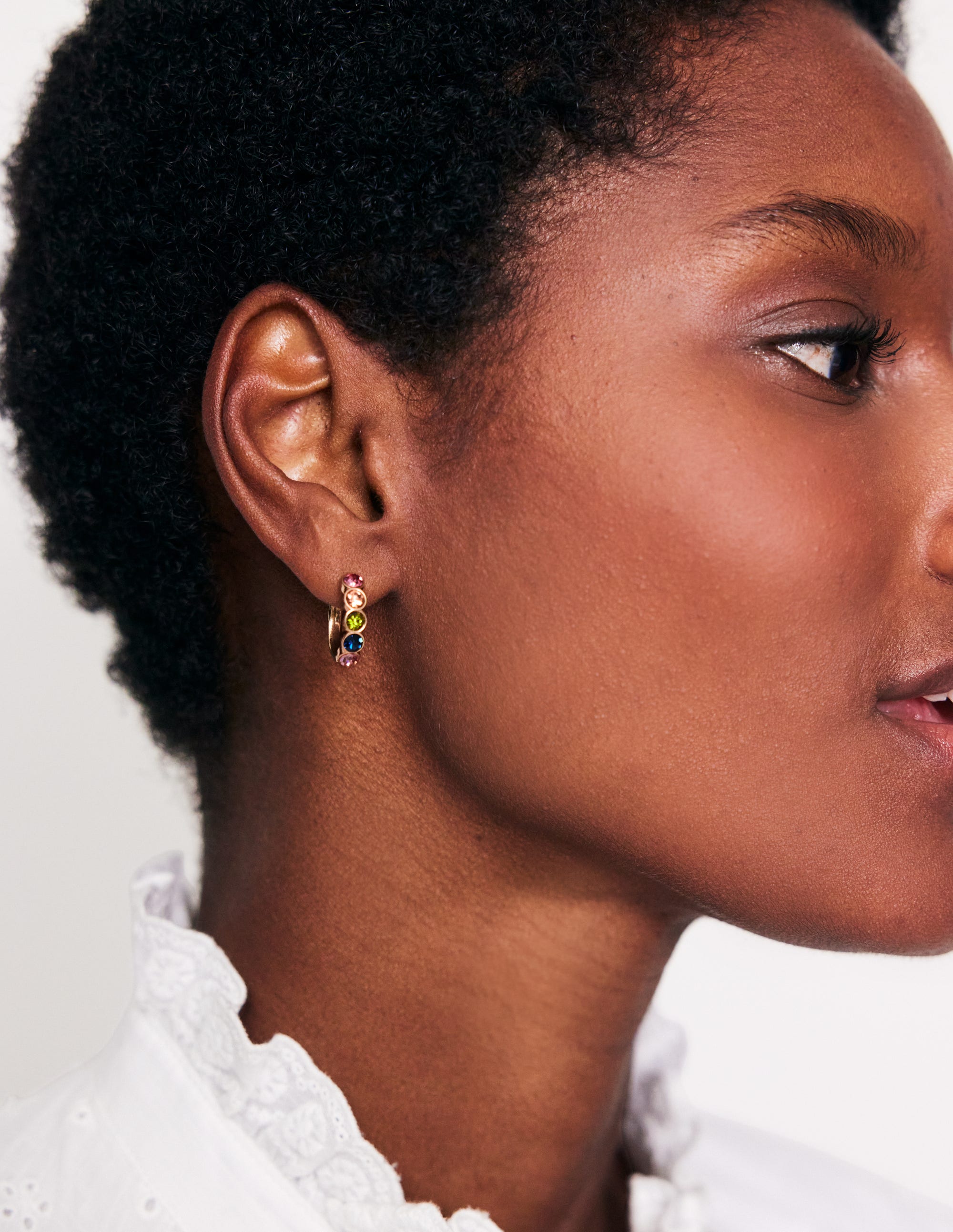 Jewelled Huggie Earrings-Multi - Image 1