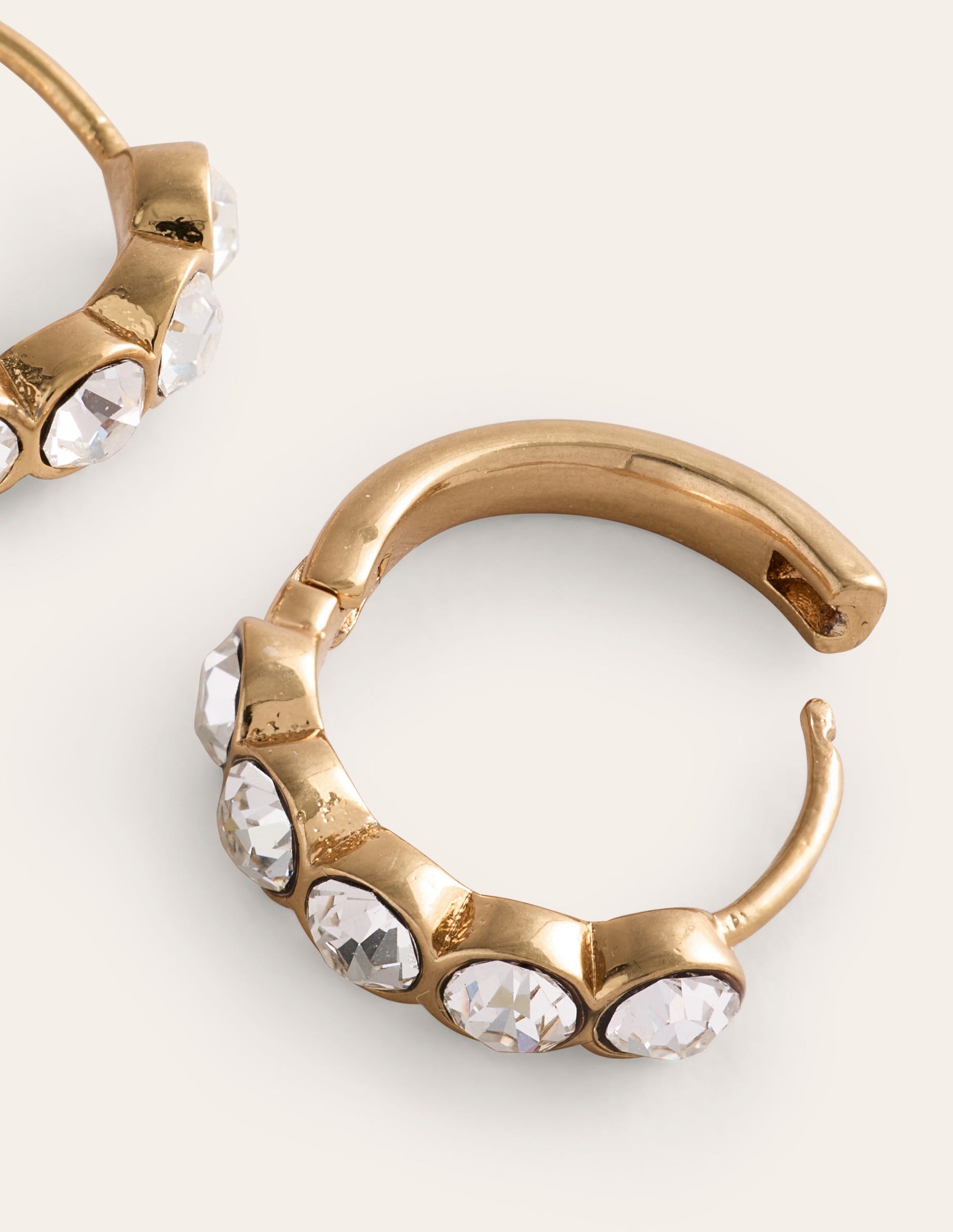 Jewelled Huggie Earrings-Clear-3