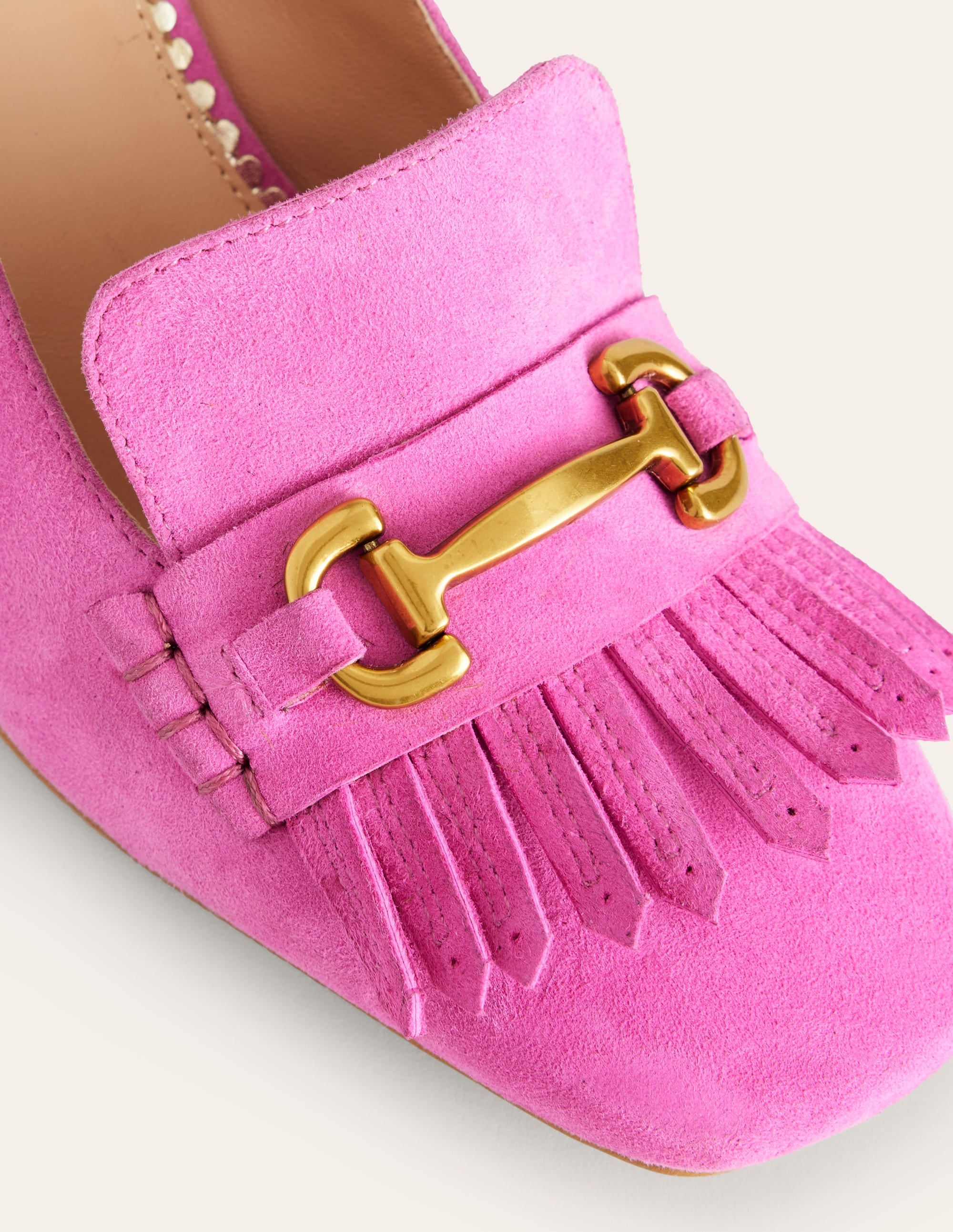 Iris Ghillie Heeled Loafers-Tickled Pink Suede - Image 4