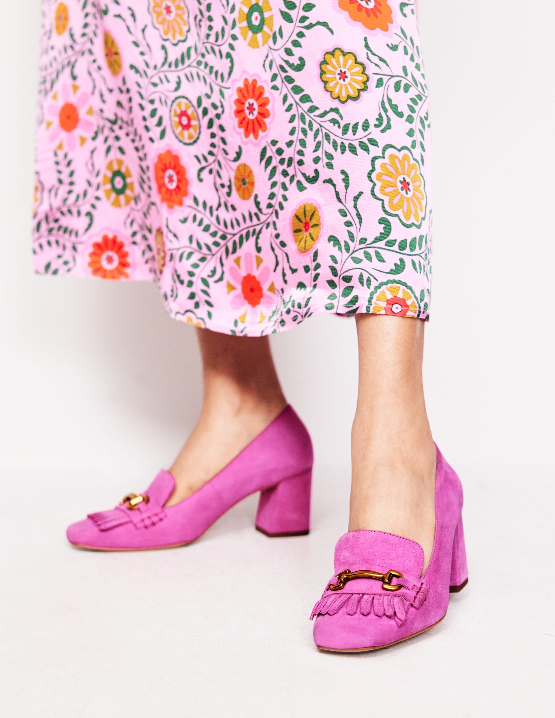 Iris Ghillie Heeled Loafers-Tickled Pink Suede-1