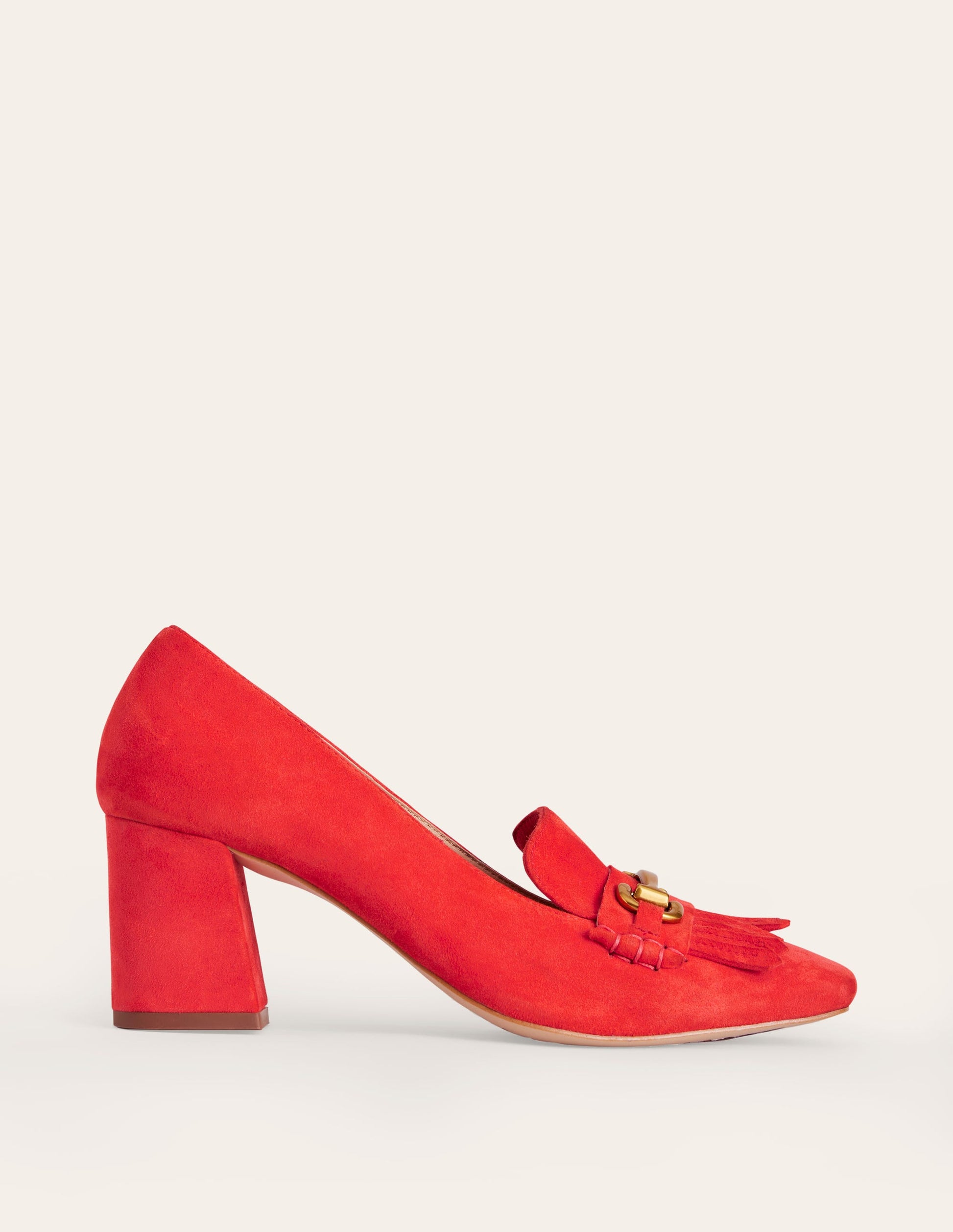 Iris Ghillie Heeled Loafers-Red Suede-2