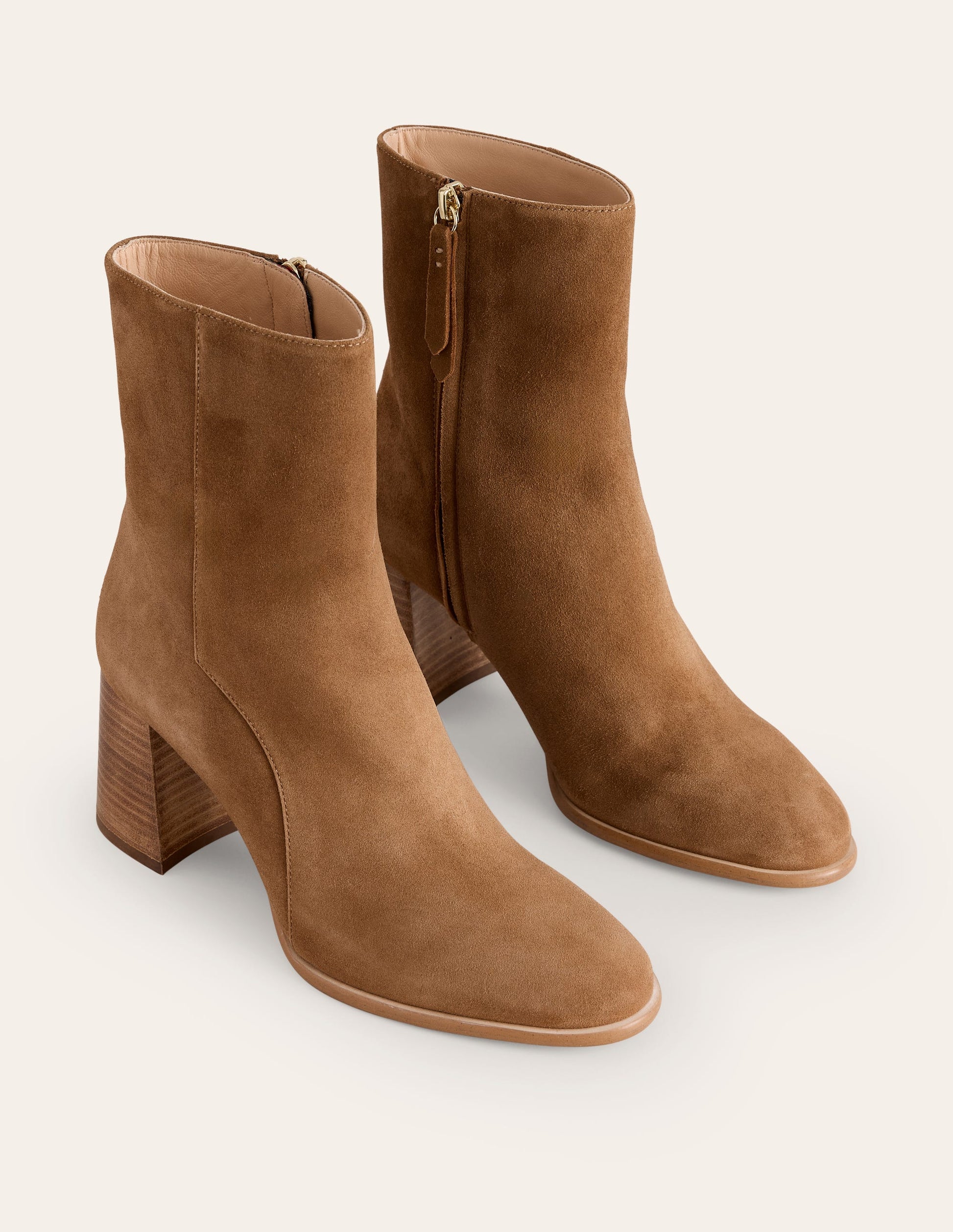 Heeled Leather Mid Boots-Tan Suede-3