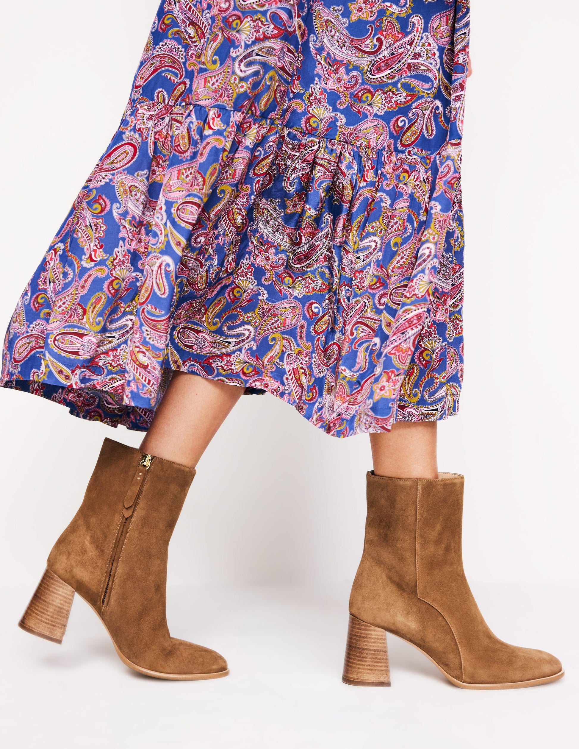 Heeled Leather Mid Boots-Tan Suede-1