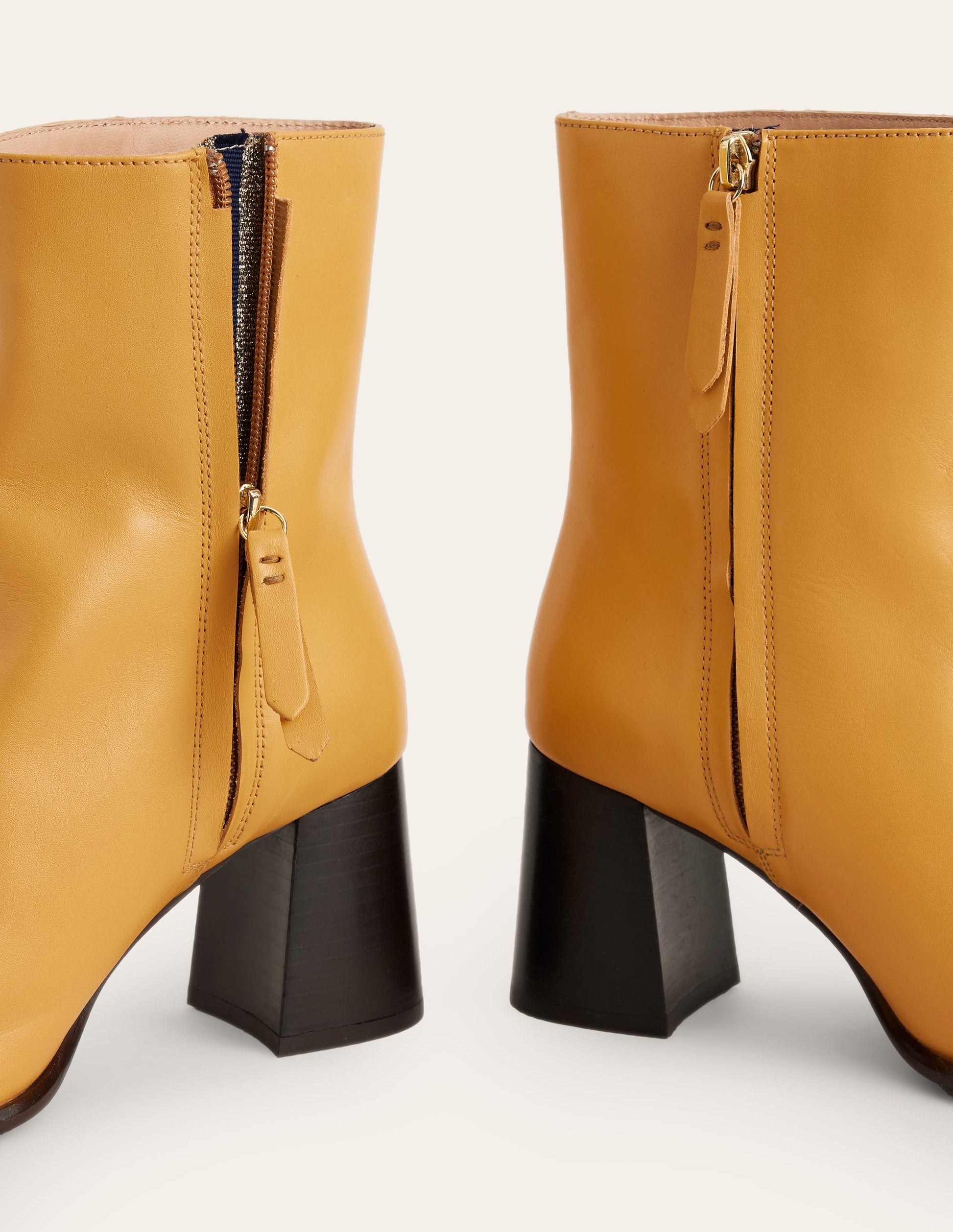 Heeled Leather Mid Boots-Yellow-4