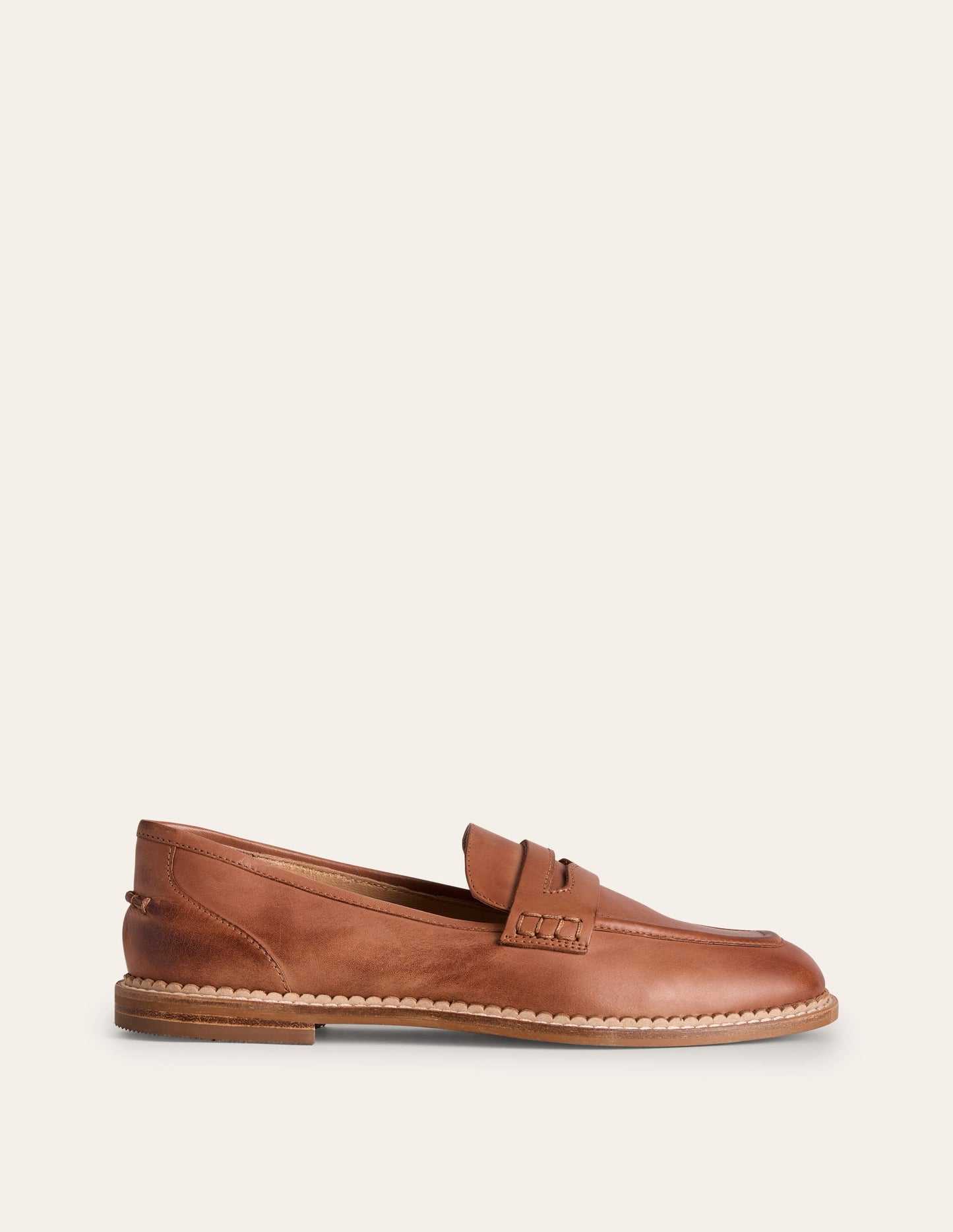 Nya Structured Penny Loafer-Tan Burnished Leather