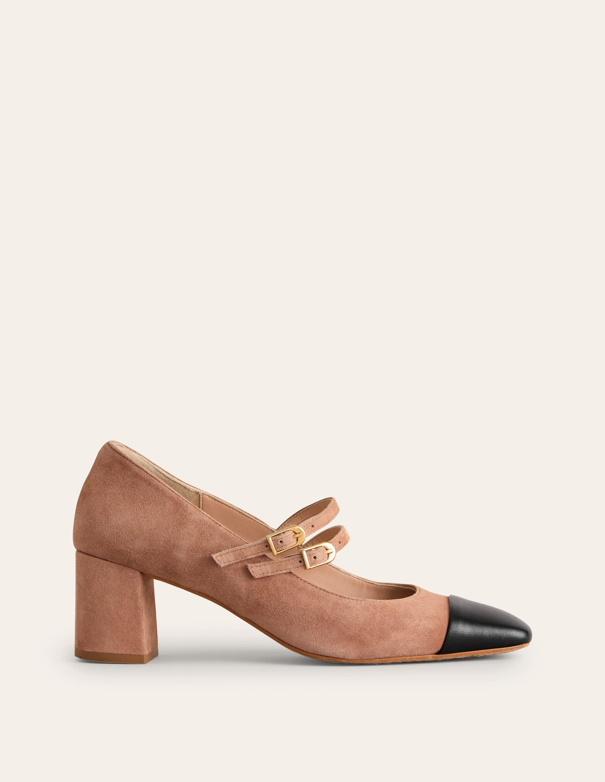 Block Heel Pump-Latte/Black Leather - Image 3