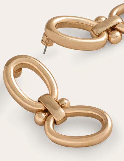 Chunky Oval Chain Earrings-Gold-4