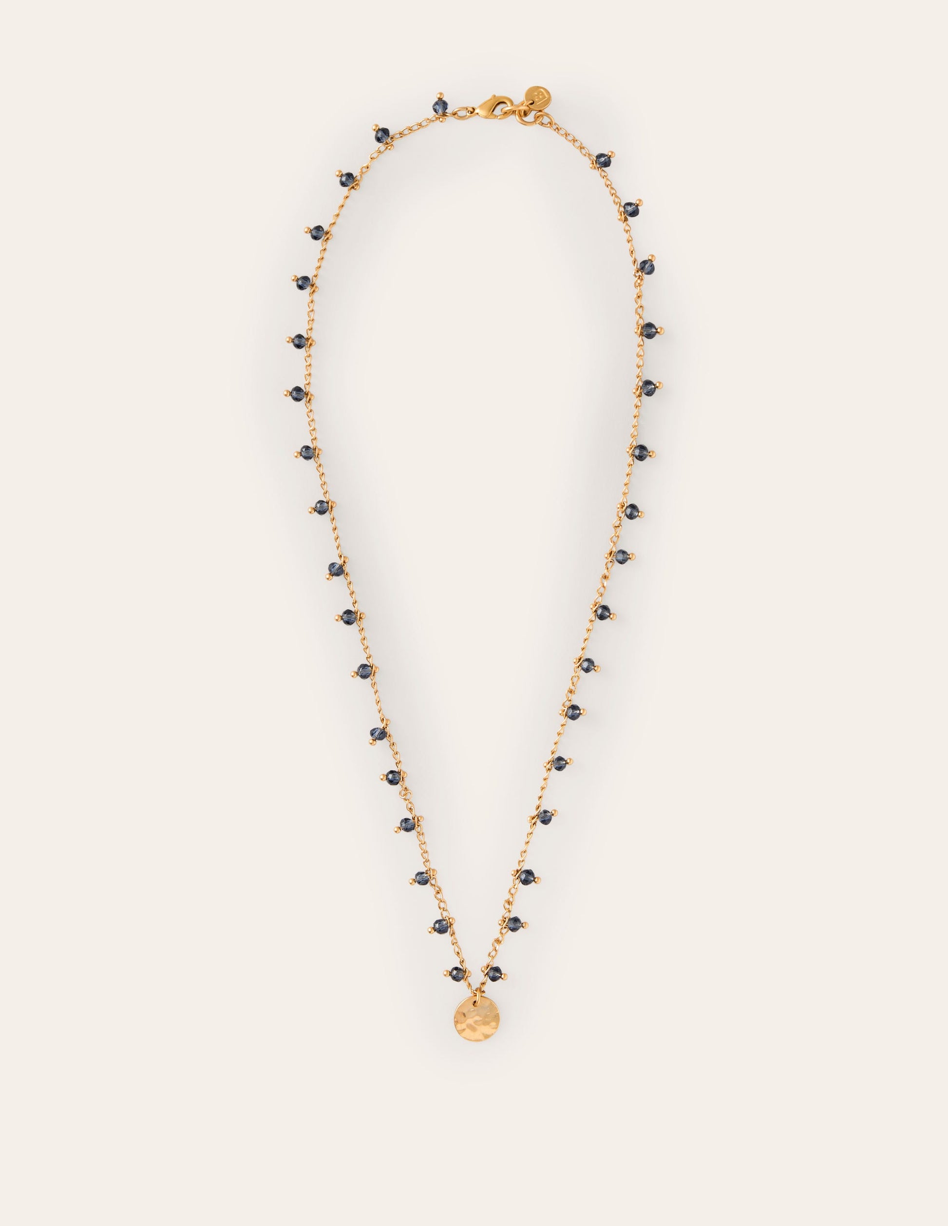 Delicate Bead Necklace-Navy-2