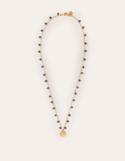 Delicate Bead Necklace-Navy-2