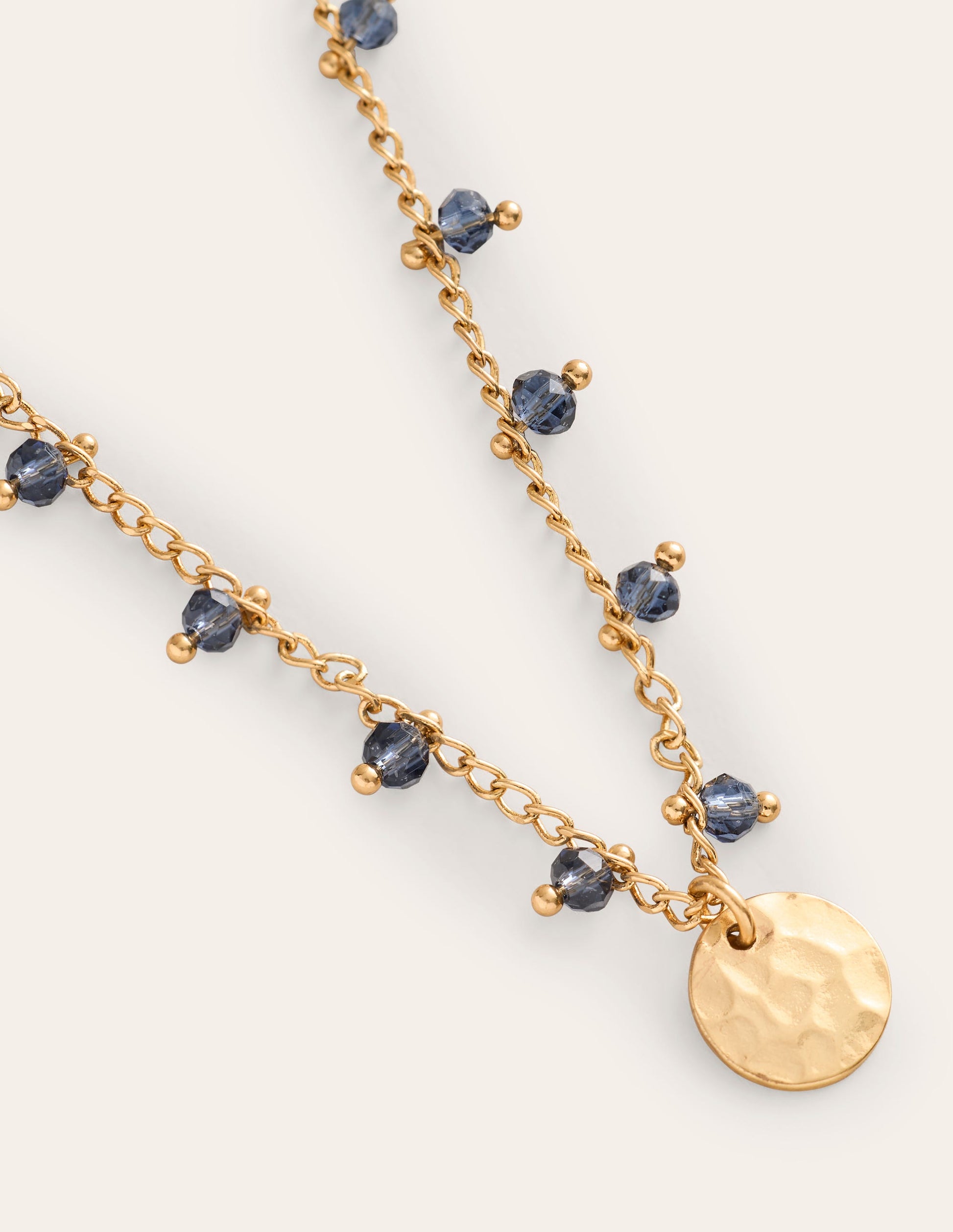 Delicate Bead Necklace-Navy-3