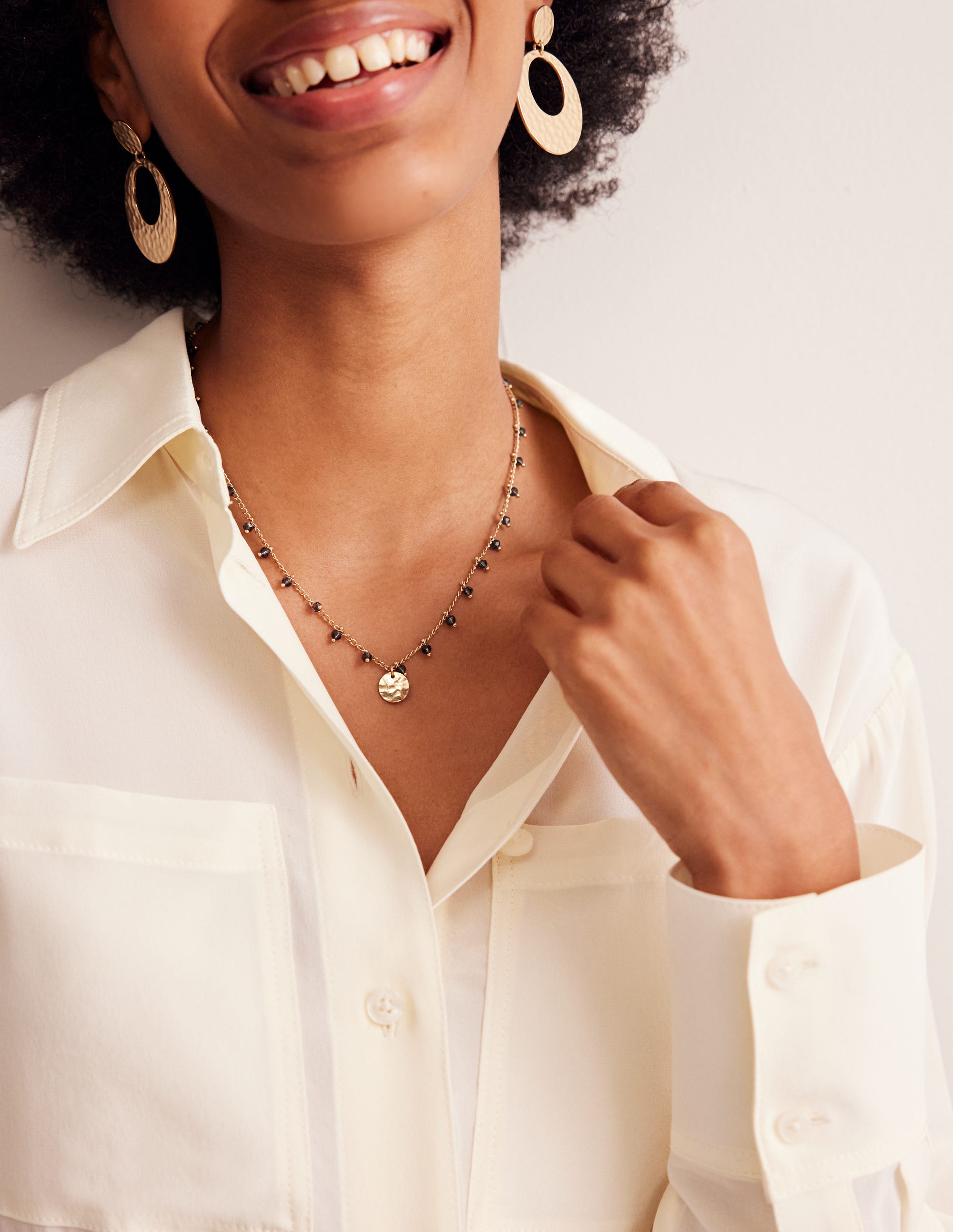 Delicate Bead Necklace-Navy - Image 1