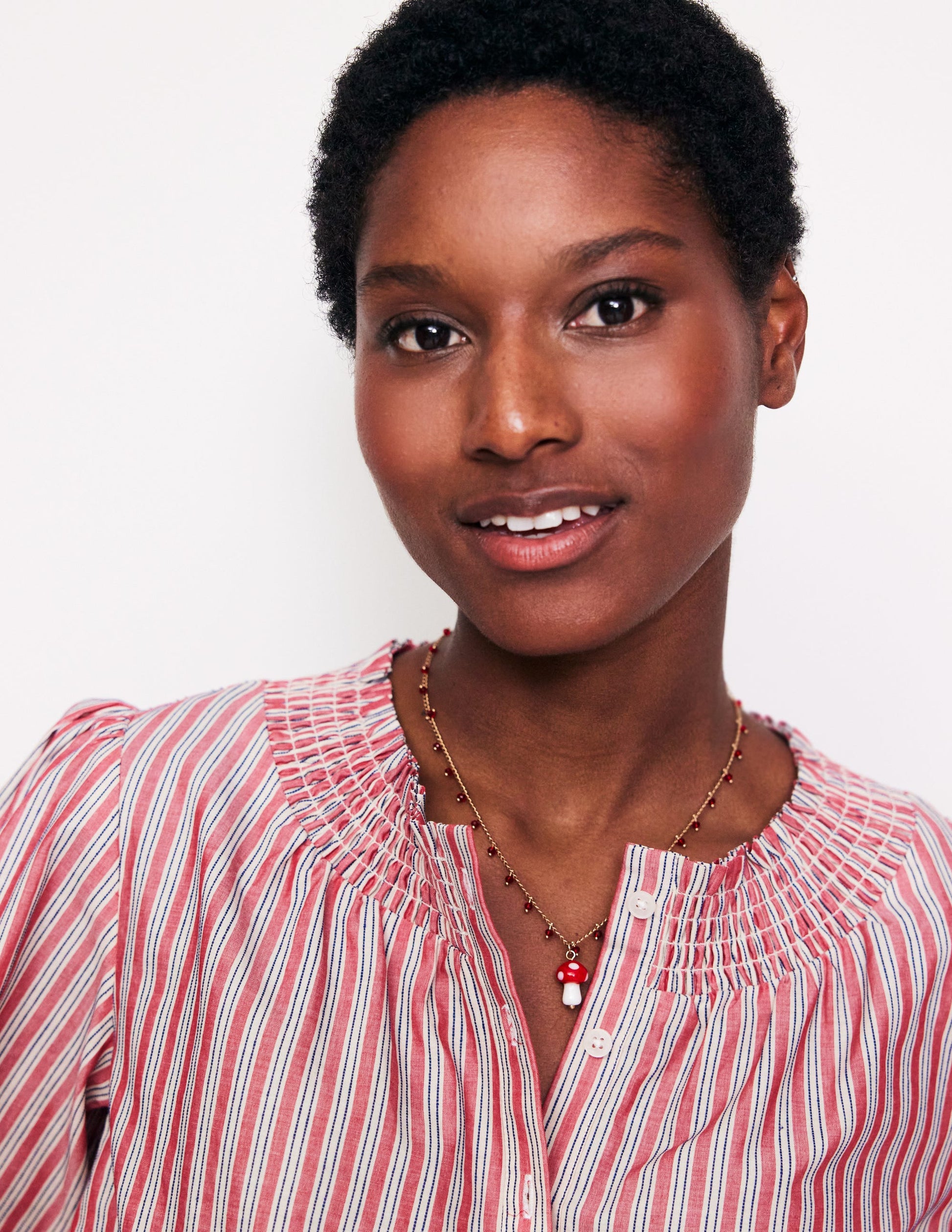 Delicate Bead Necklace-Red Mushroom-1