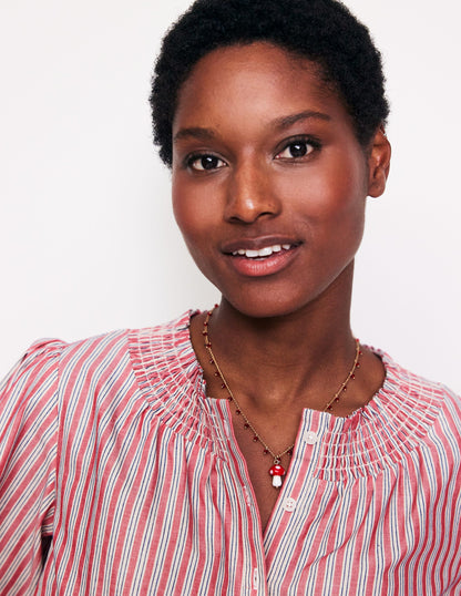 Delicate Bead Necklace-Red Mushroom-1