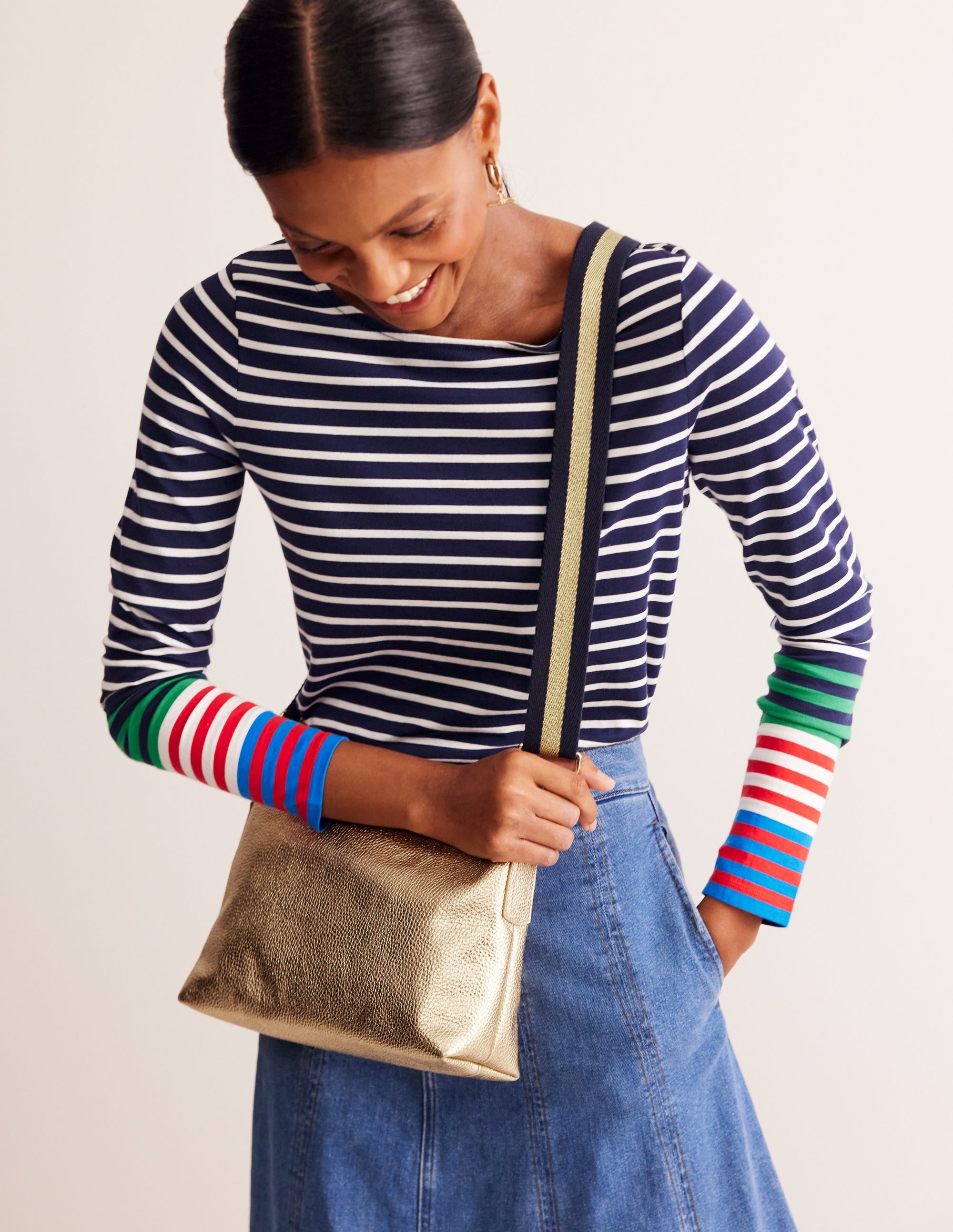 Leather Crossbody-Gold Metallic - Image 1
