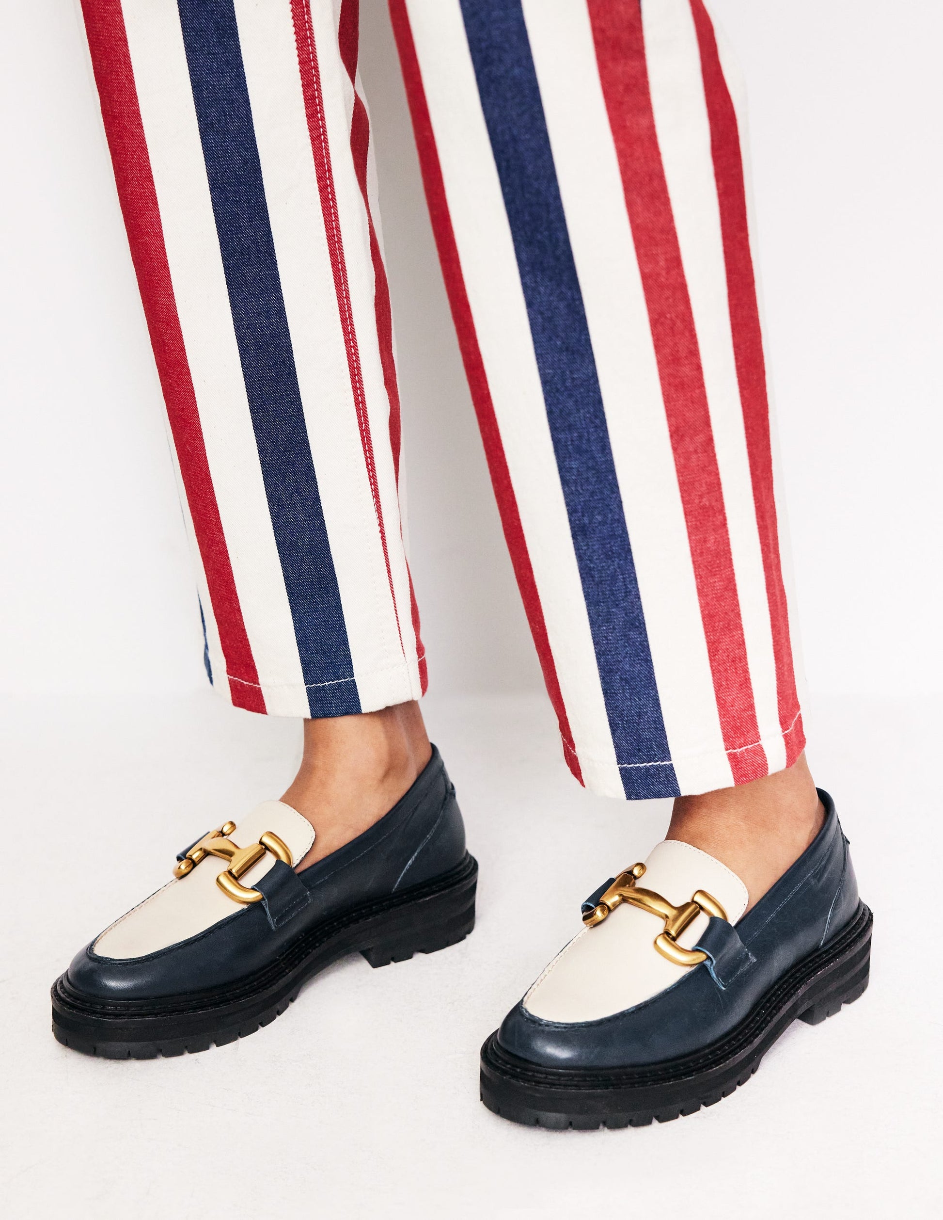 Iris Chunky Snaffle Loafers-Navy / Ecru-1