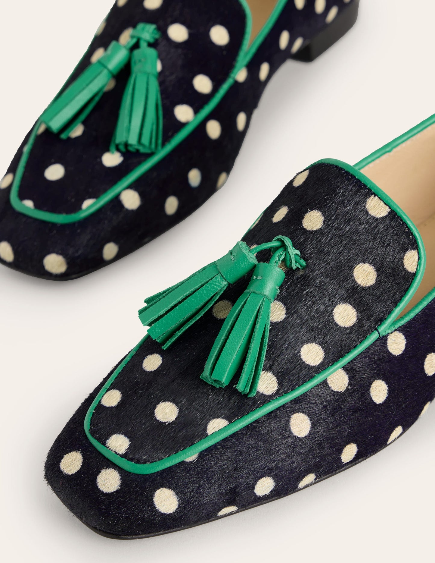 Soft Slipper Flats-Navy, Ecru Spot