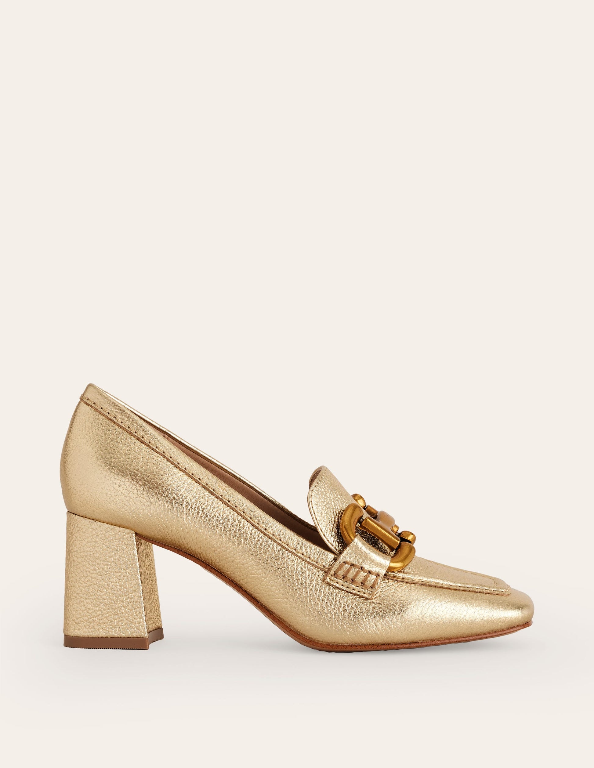 Iris Snaffle Heeled Loafers-Gold-2