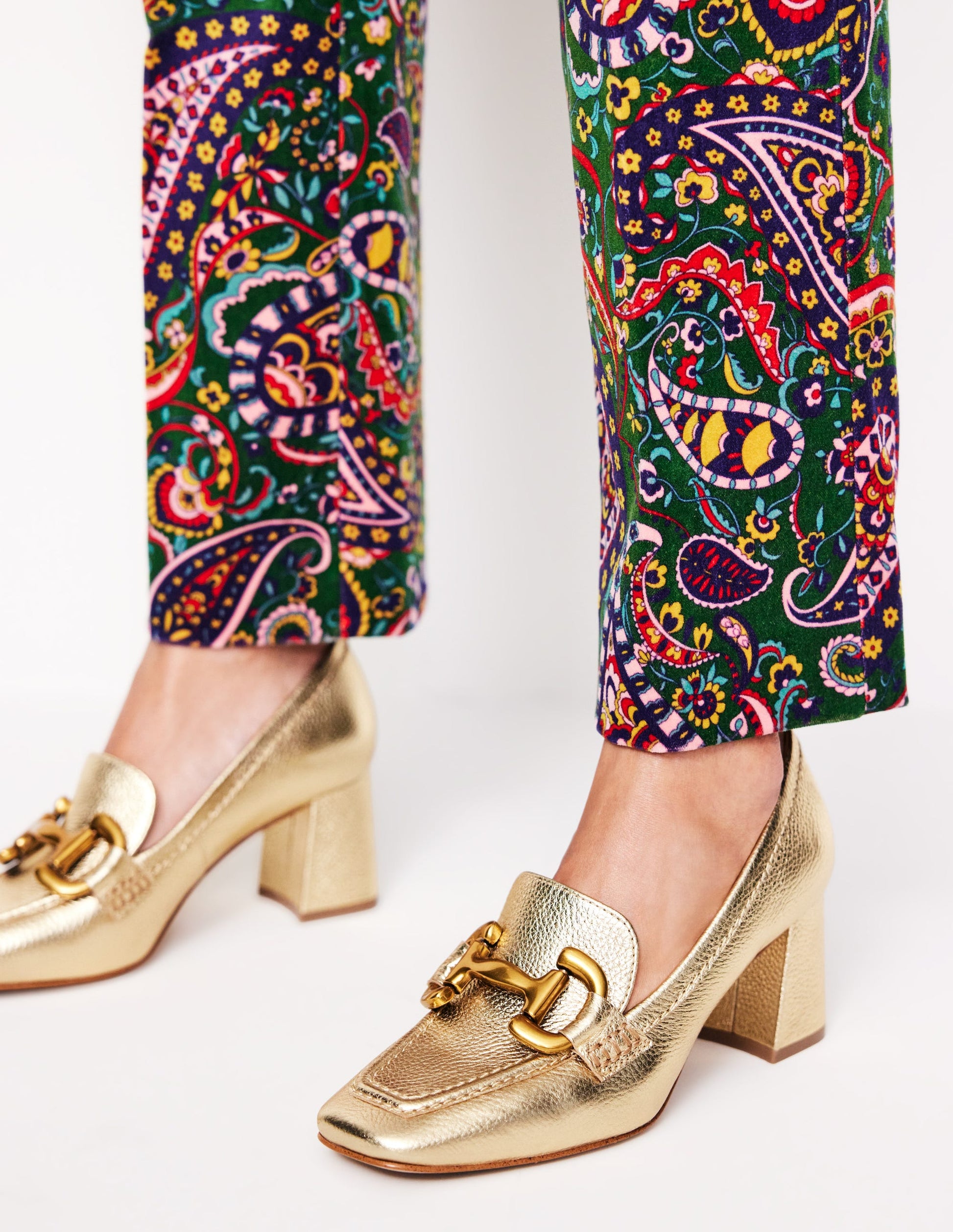 Iris Snaffle Heeled Loafers-Gold-1