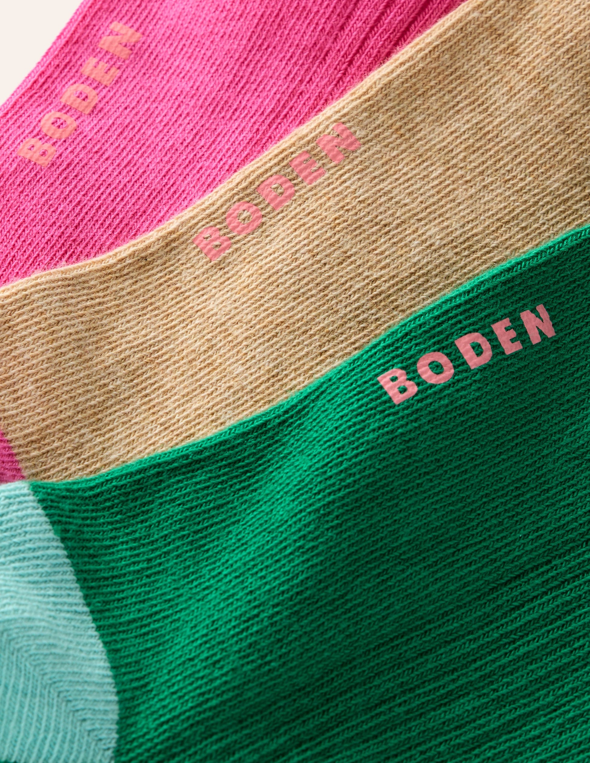 3 Pack Ribbed Ankle Socks-Colour Block-4